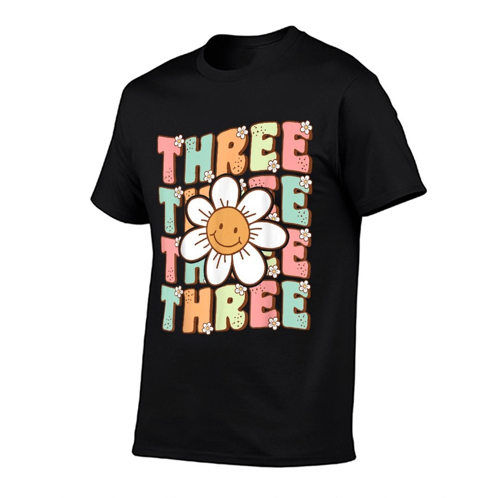 Cute Groovy 3rd Birthday Party Daisy Flower Three Year Old  Lightweight T-Shirt