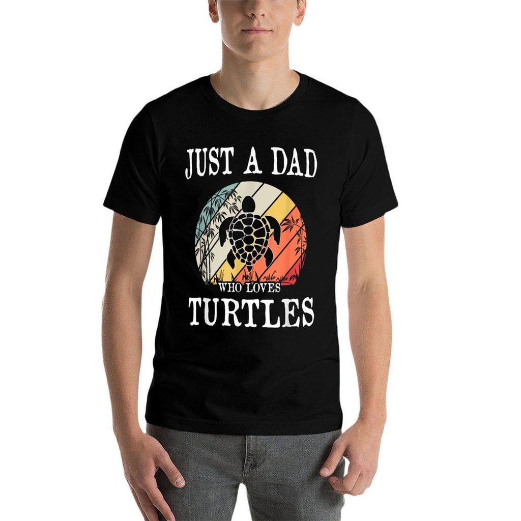 Just A DAD Who Loves Turtles  Oversized Silhouette T-Shirt