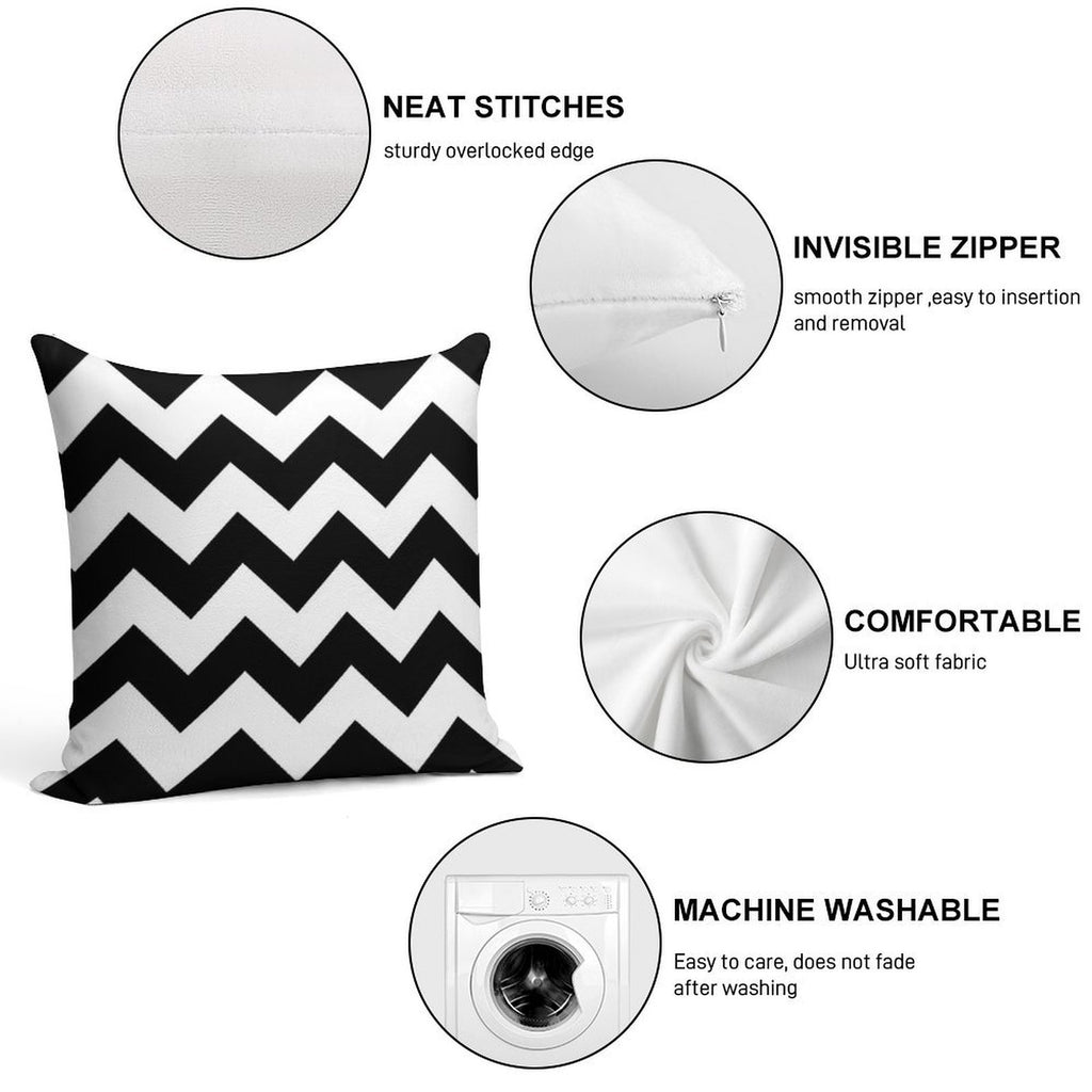 Black And White Chevron Stripes Soft Warmth Comfort Throw Pillow
