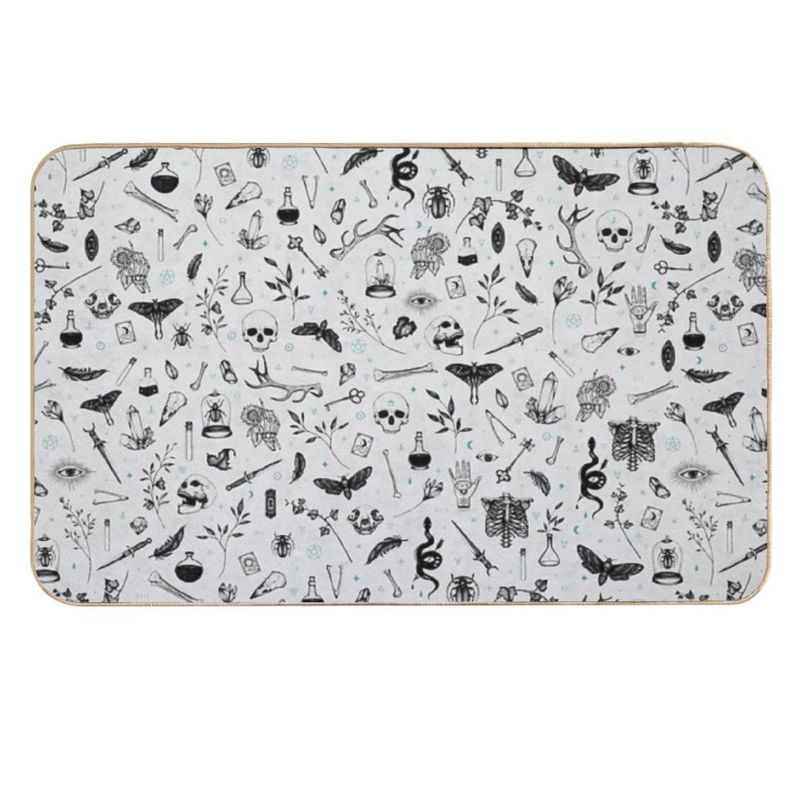 Black And Grey Witchy Pattern Durable Bath Mat