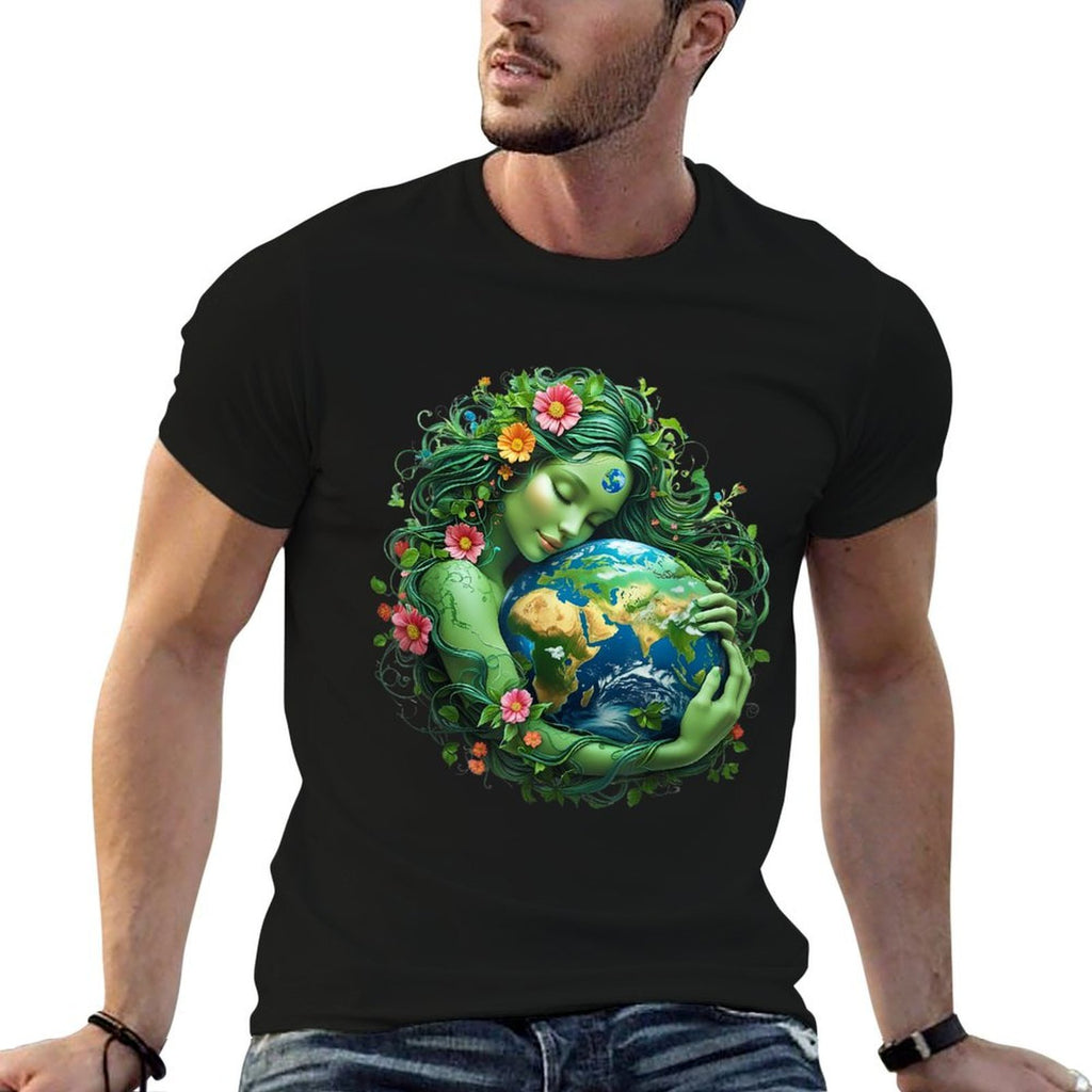 Green Mother Nature Earth Day Earth Mother Women Girl  Cotton T-Shirt