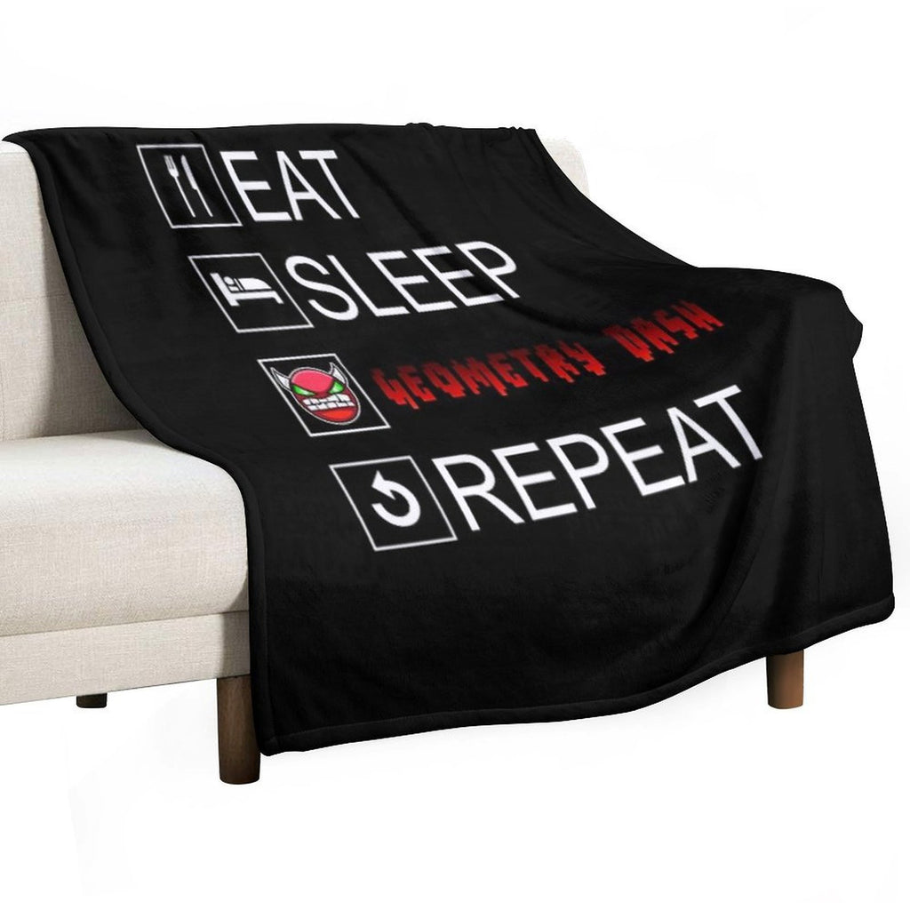 Eat Sleep Geometry Dash Repeat Coloured Compact Throw Blanket