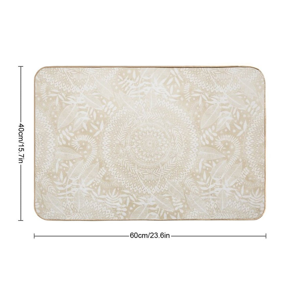 Medallion Pattern in Pale Tan  Multi-Purpose Bath Mat
