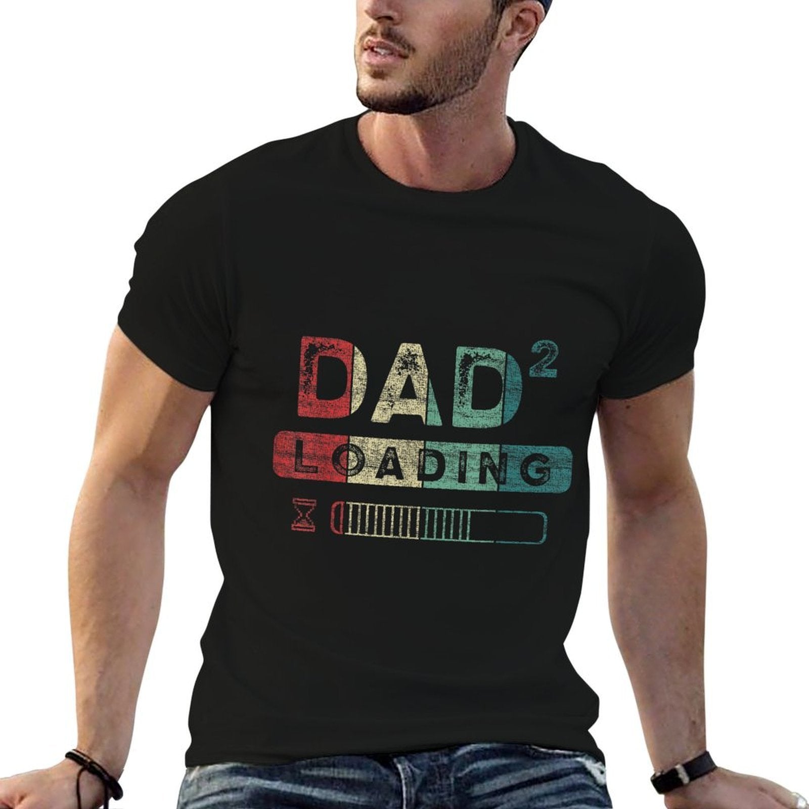 Dad-to-be, Twins, 2nd Child, Dad to The Power of 2 Loading  Cotton T-Shirt