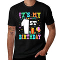 Kids It's My 1st Birthday One 1 Year Happy Birthday Boys & Girl  Ribbed Collar T-Shirt
