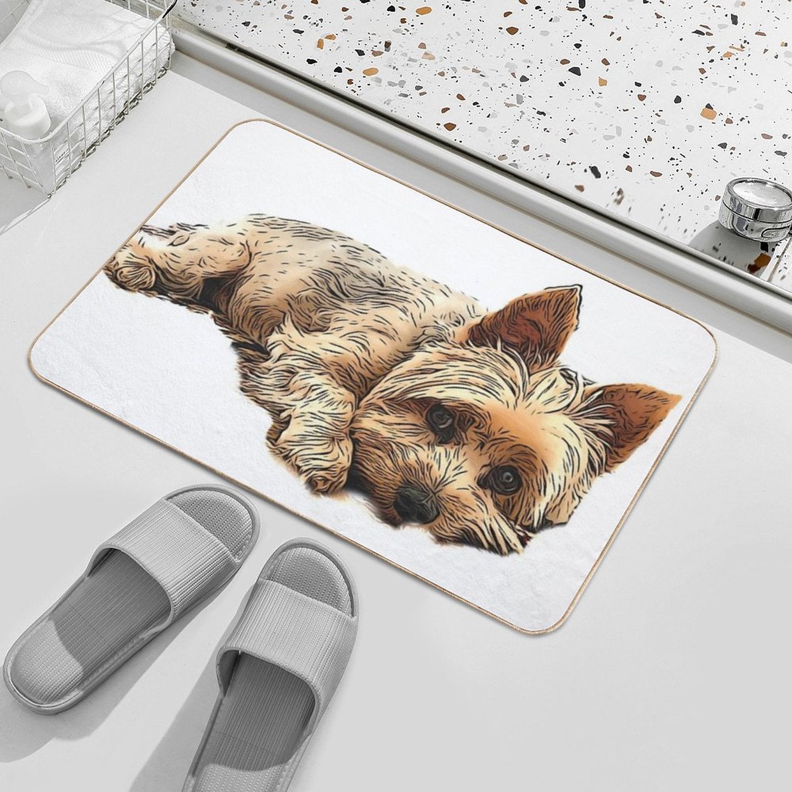 Yorkie Dog Laying Down  Long-Lasting Bath Mat