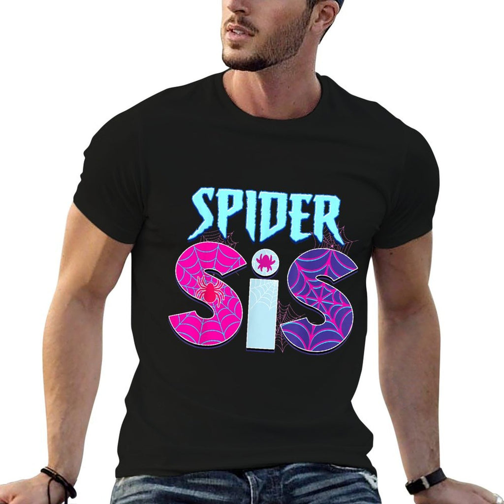 Kids Girls Spider Sis Matching Birthday Family Party Cute  Ribbed Collar T-Shirt
