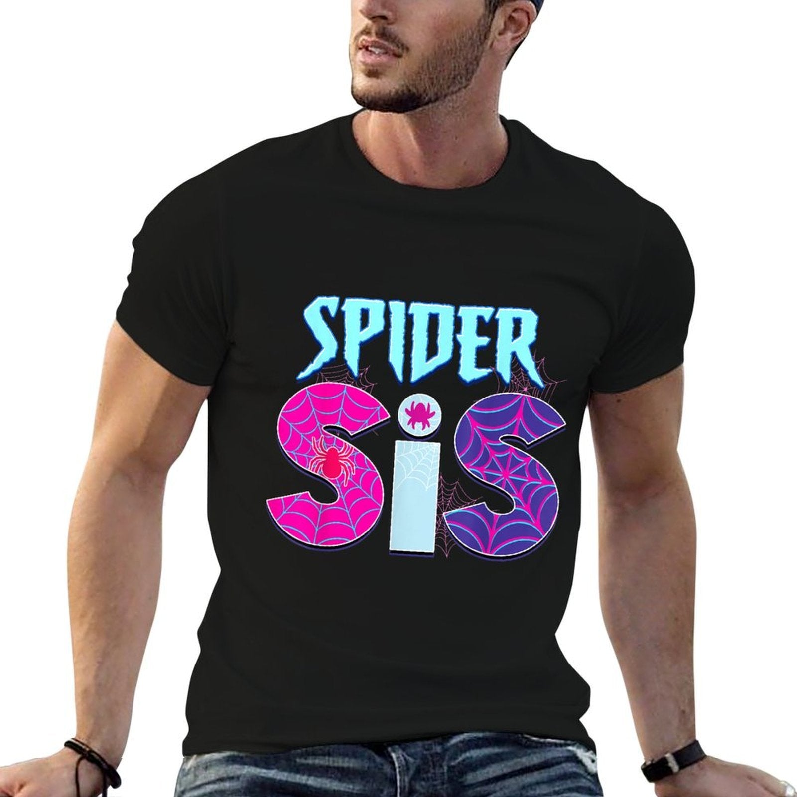 Kids Girls Spider Sis Matching Birthday Family Party Cute  Ribbed Collar T-Shirt