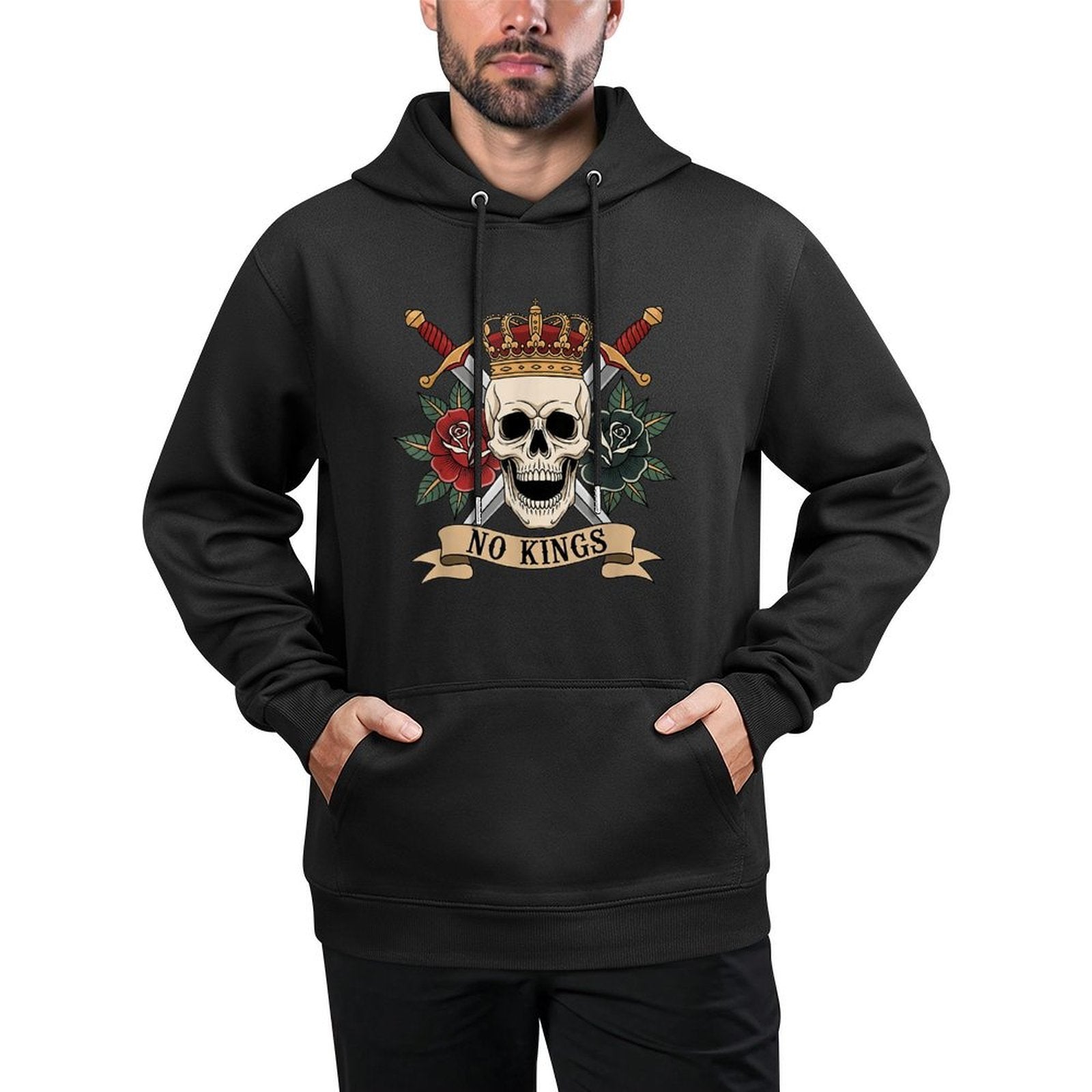 No Kings Tattoo Design No King In America Shape Retention Hoodie