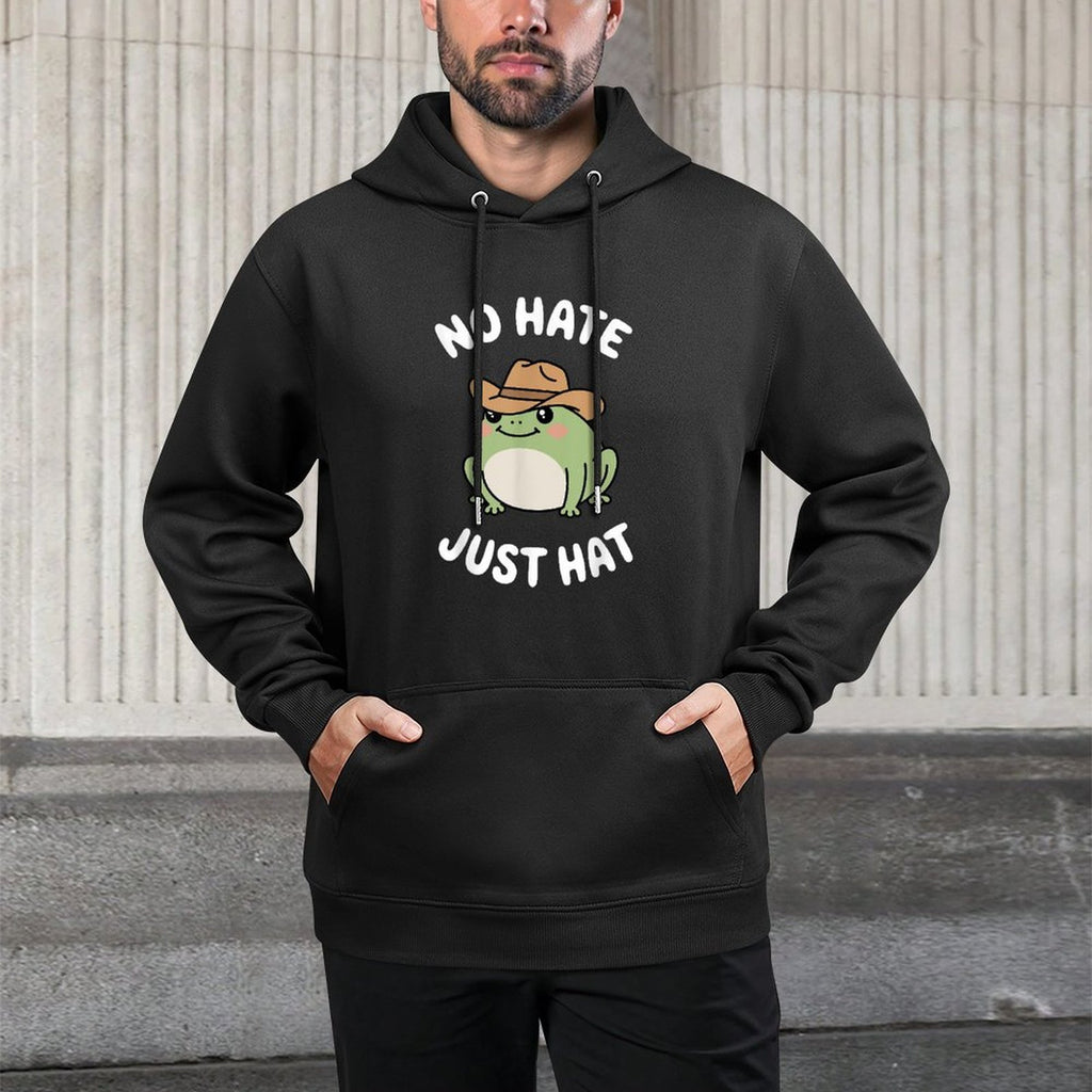 Cowboy Frog Meme No Hate Just Hat Positive Vibes Humor Pilling-Resistant Hoodie