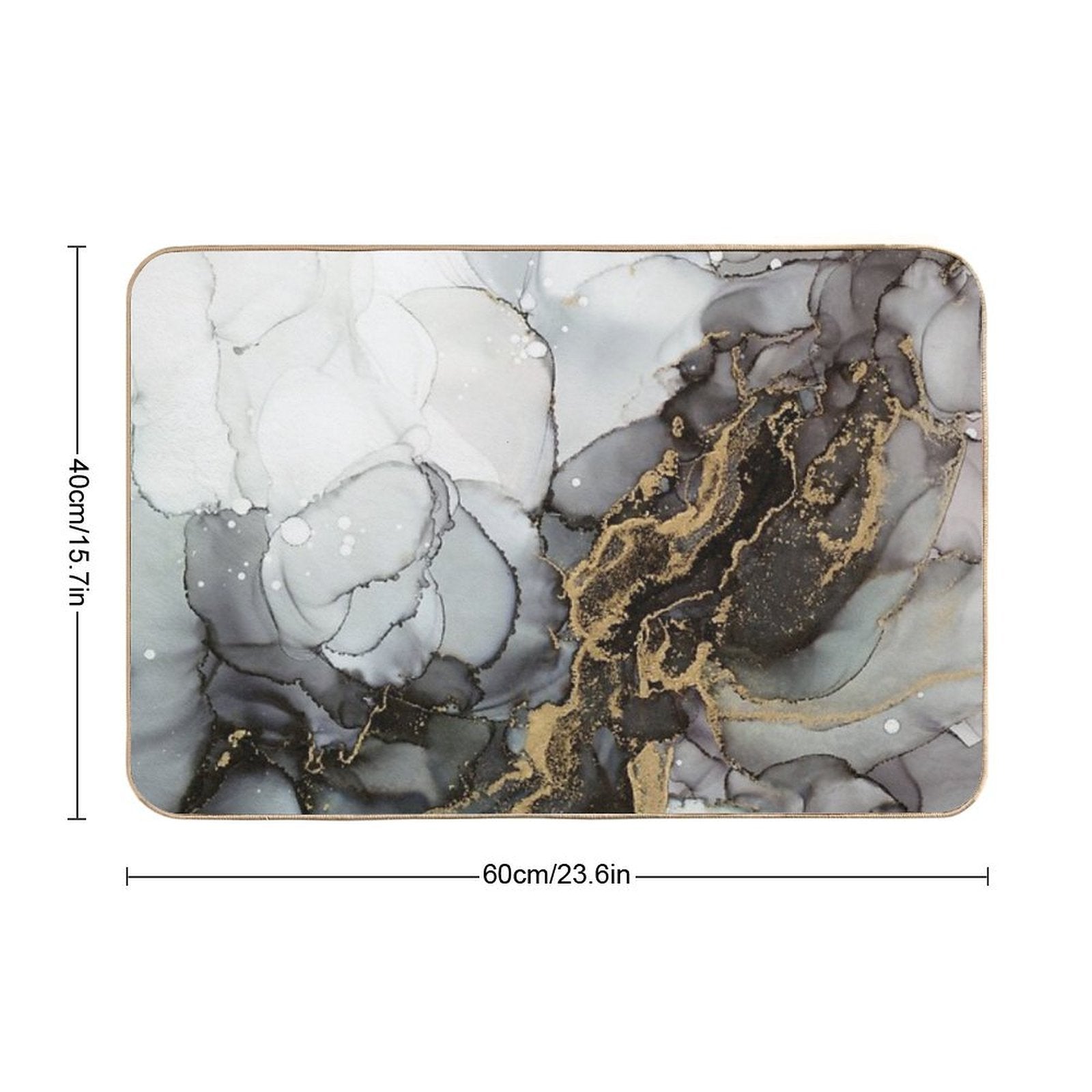 Black And Gold Marble Storm  Toxin-Free Bath Mat