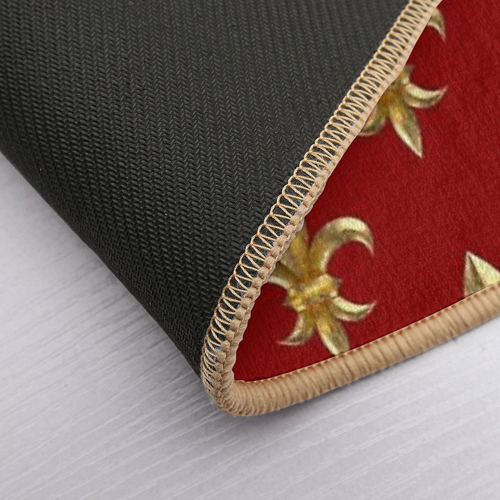 Fleur De Lys  Fleur De Lis 3D Gold Look Pattern, Small Corroded Durable Bath Mat