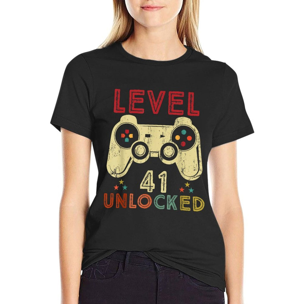 Level 41 Unlocked Birthday 41 Years Old Cool 41st Bday Gifts  Easy-care T-Shirt