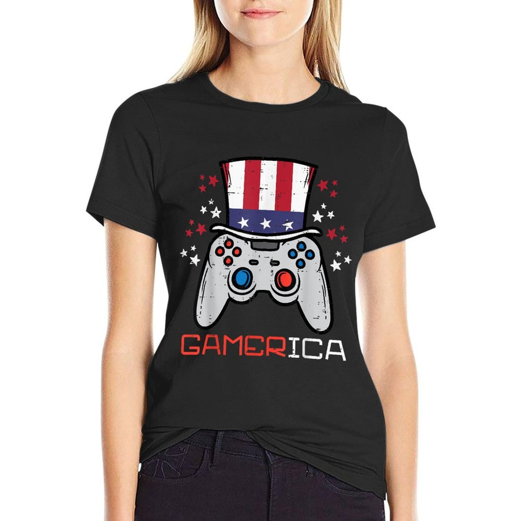Gamer Controller American Gamerica 4th Of July Boys Men  Easy-care T-Shirt