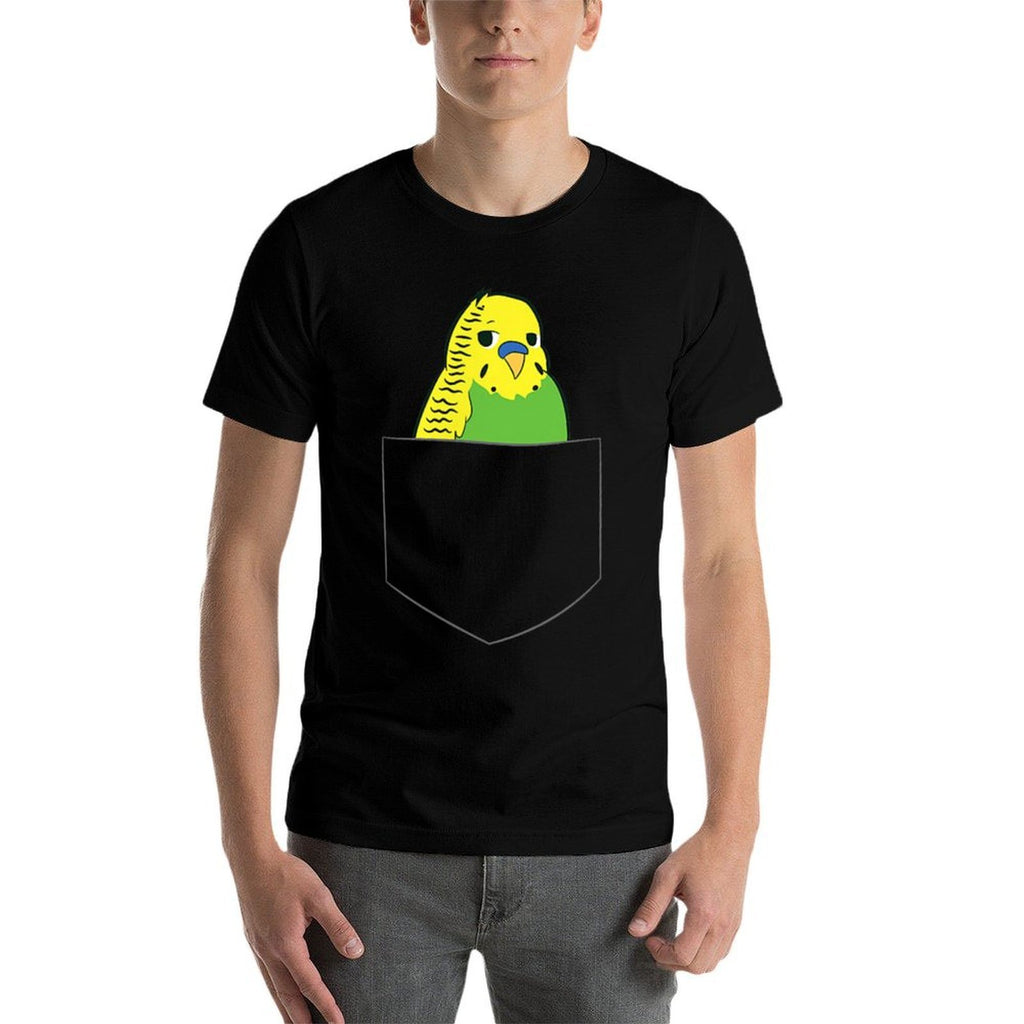 Cute Parakeet In Pocket Budgie Bird In Pocket Budgerigar  Eco-friendly Material T-Shirt