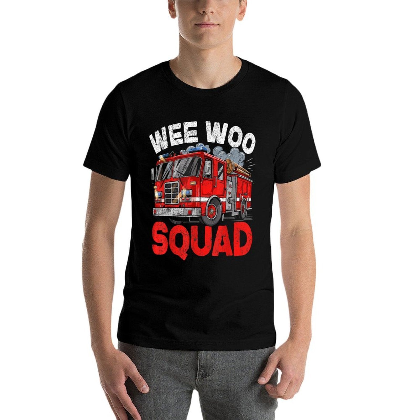 Wee Woo Squad Funny Firefighter Fire Truck Fireman Men Women  Slim-fit Cut T-Shirt