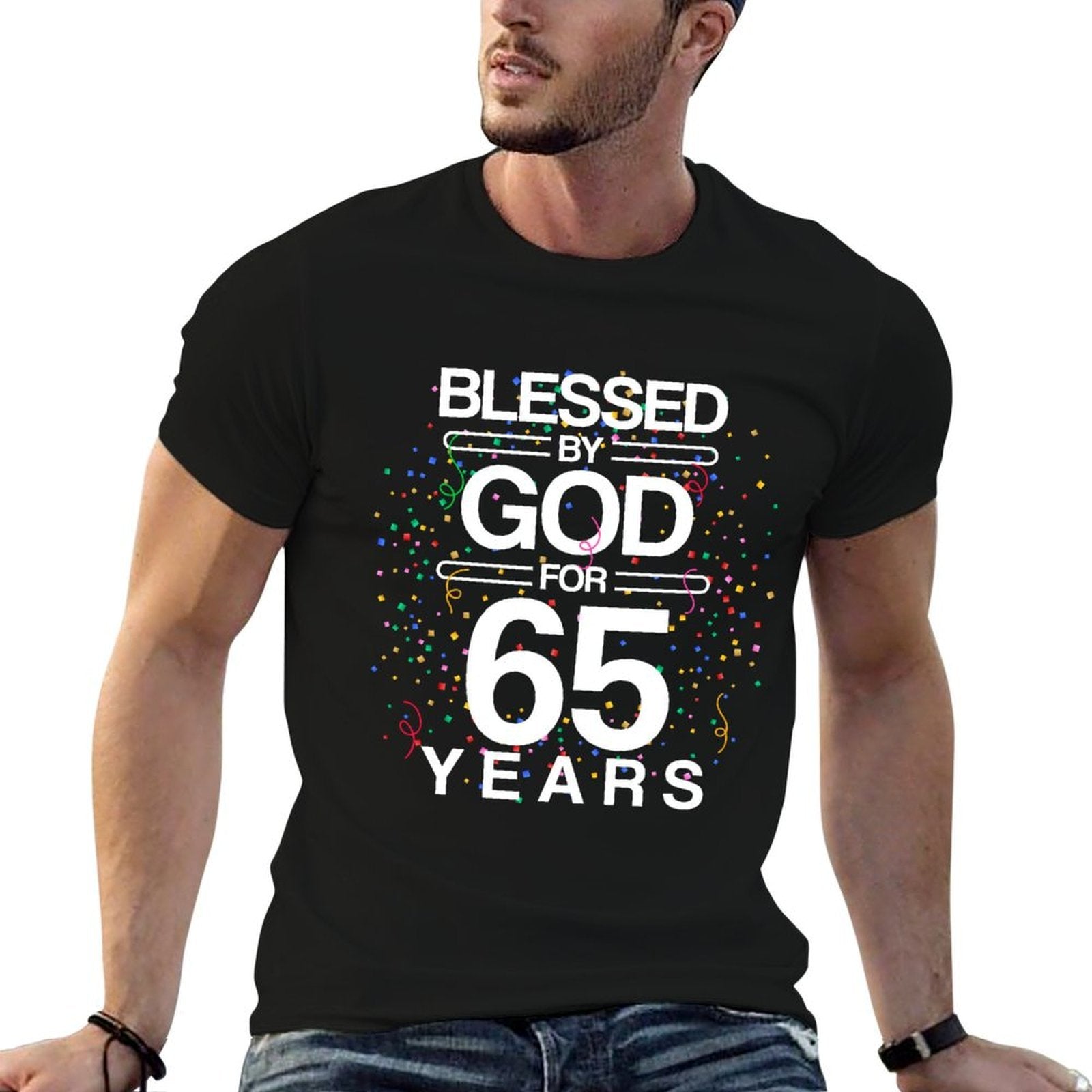 Blessed By God For 65 Year Old Bday 65th Birthday Crew Party  Eco-friendly Material T-Shirt