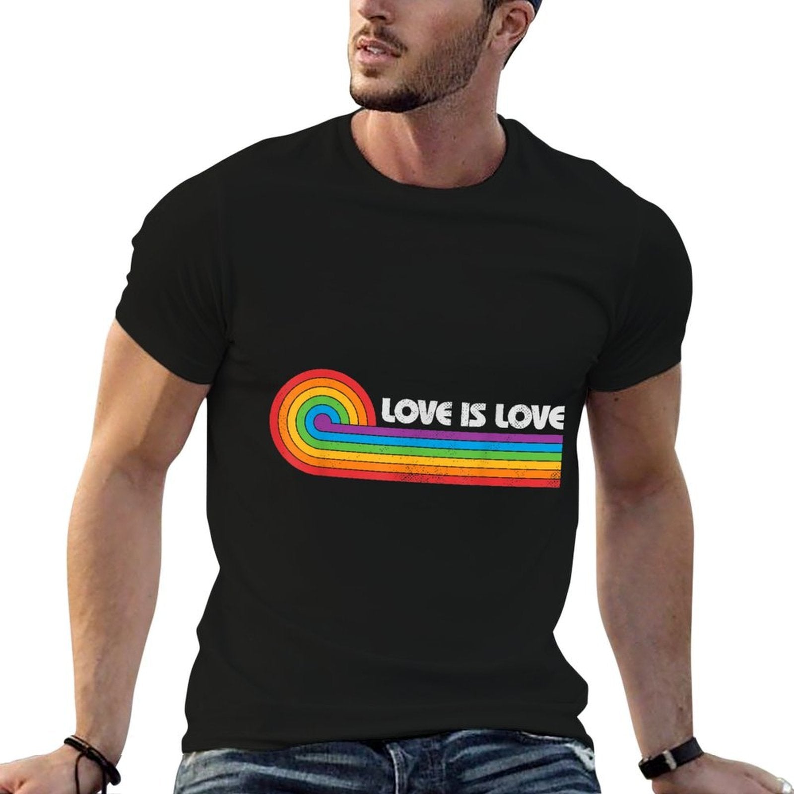 LGBTQ Love Is Love Gay Pride LGBT Ally Rainbow Vintage  Moisture-wicking T-Shirt