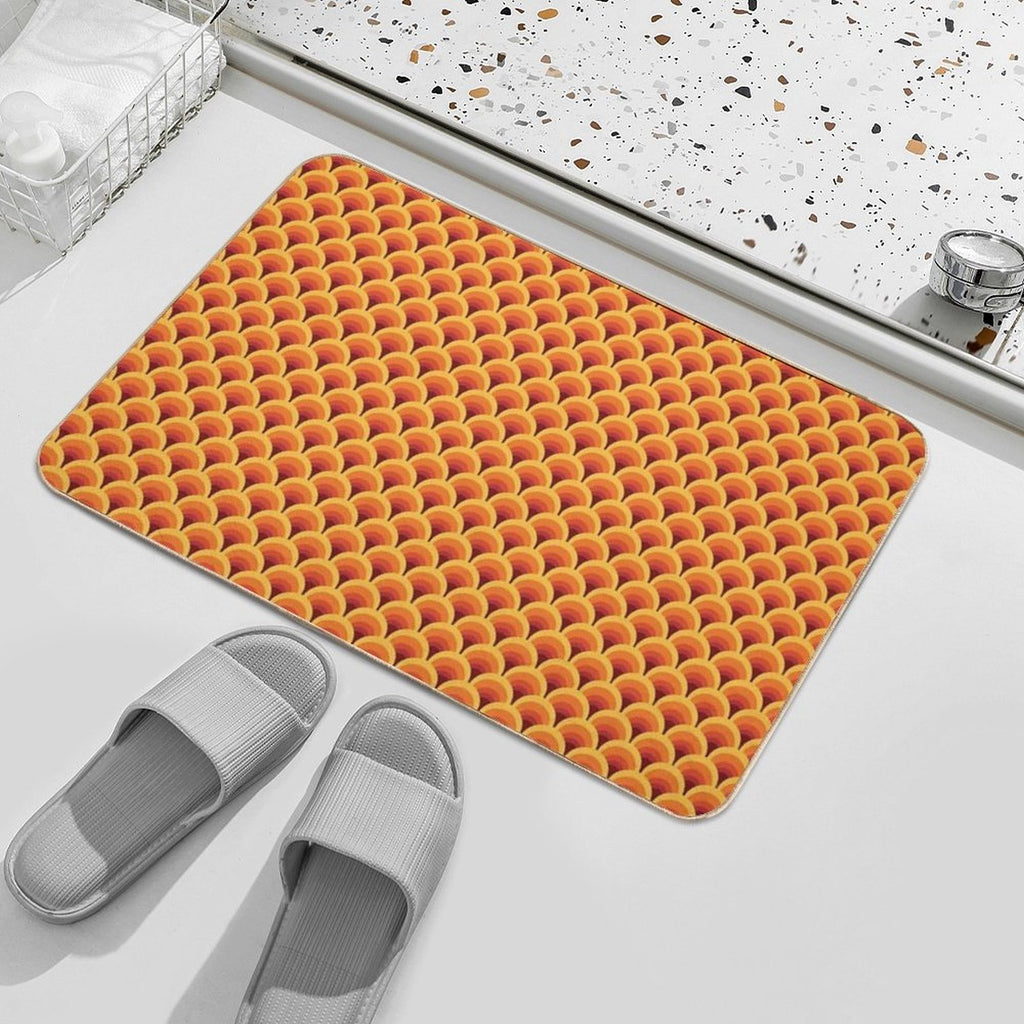 Orange Wave Gradient Retro Pattern  Eco-Friendly Bath Mat