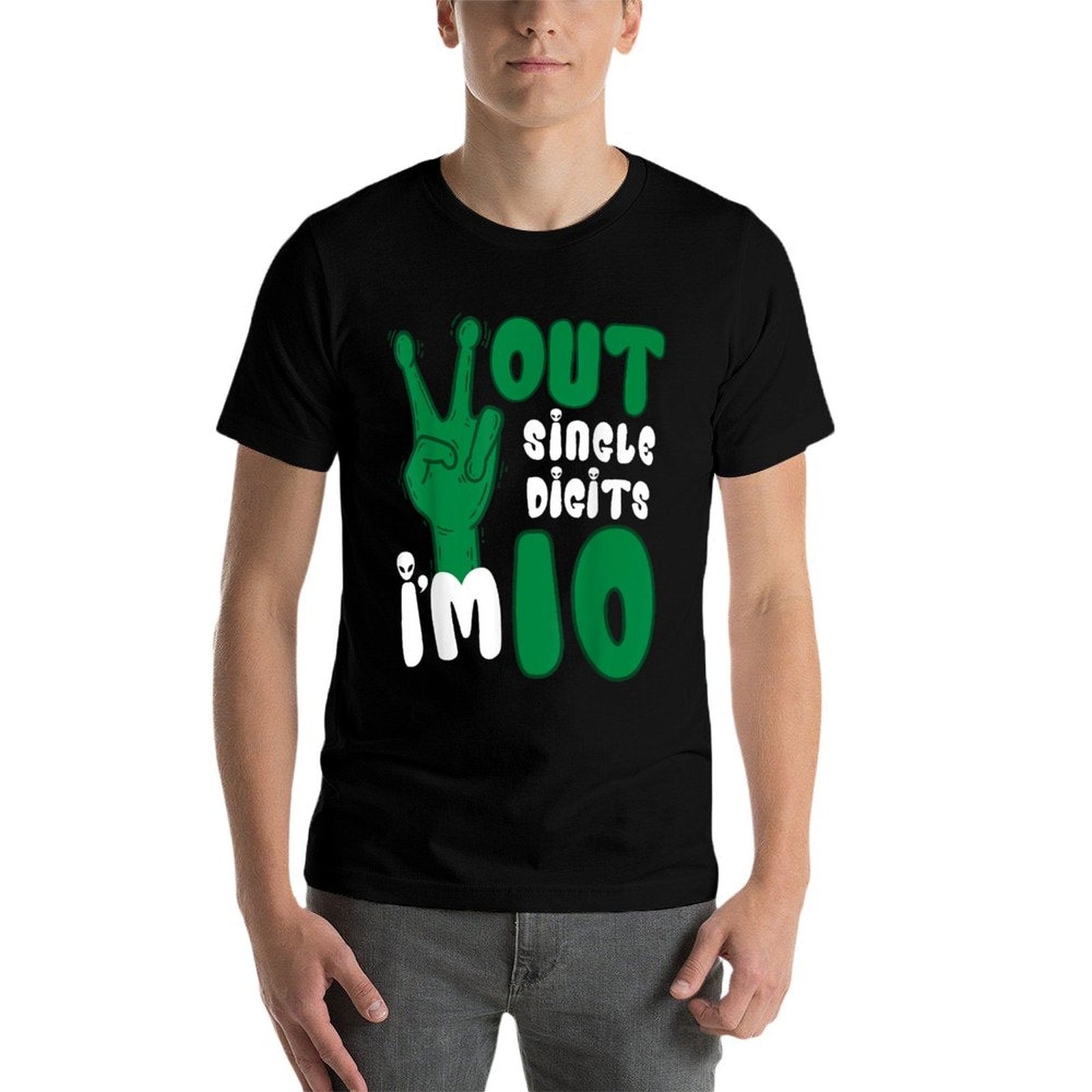 Peace Out Single Digits Alien I'm 10 Years Old Birthday UFO  High-quality Stitching T-Shirt