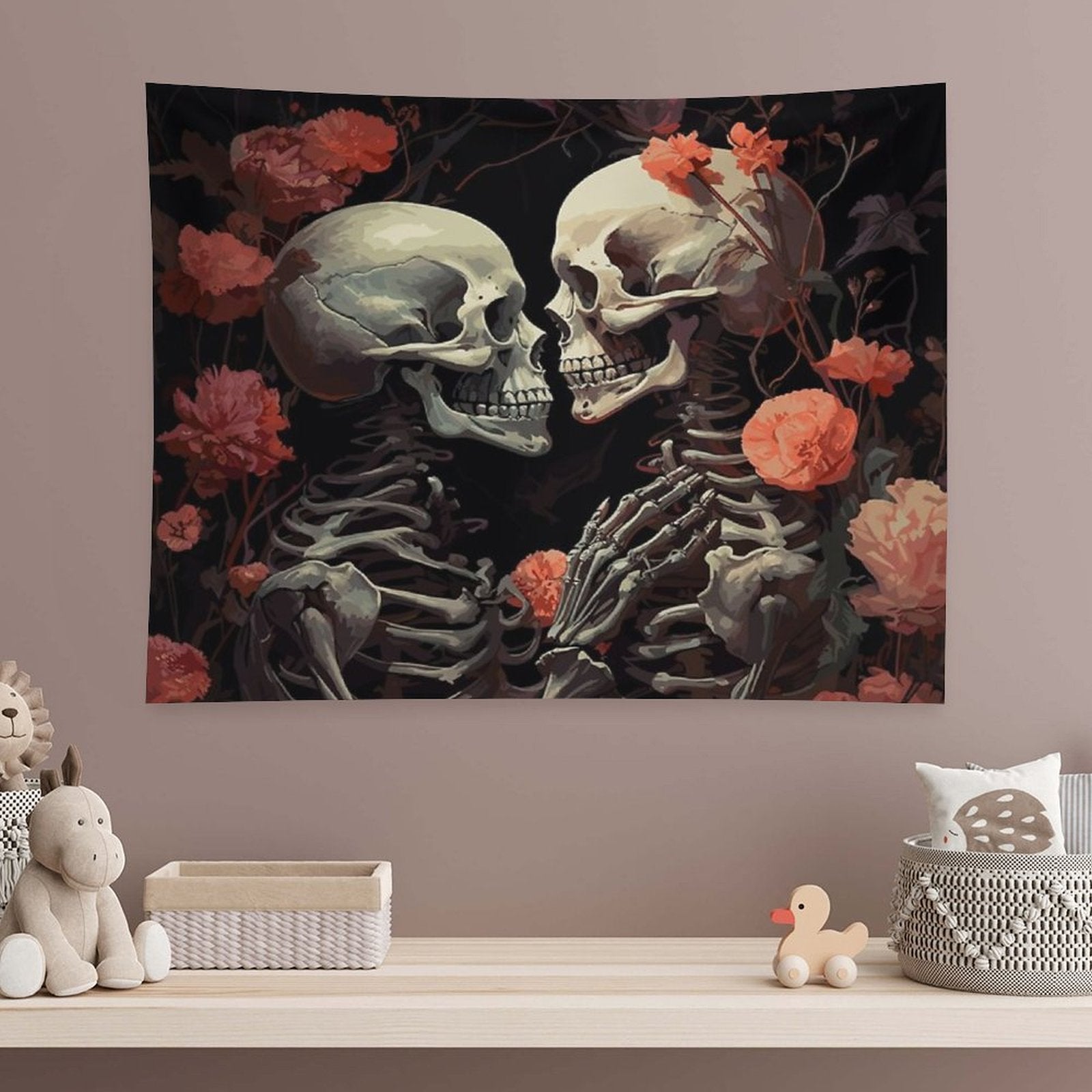 Together Skeleton Lover Art Tapestry