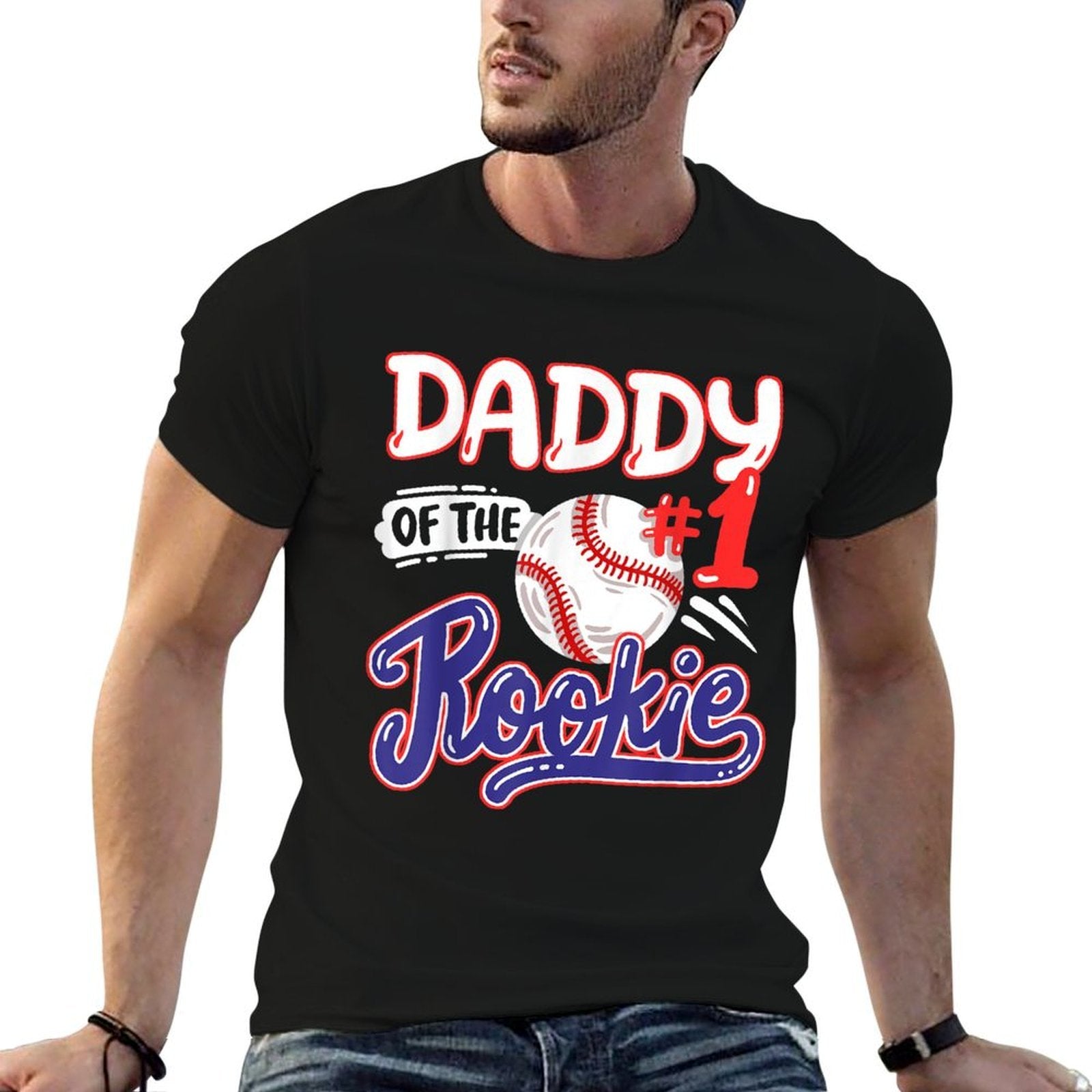 Daddy of Rookie 1st Baseball Birthday Party Theme Matching  Moisture-wicking T-Shirt