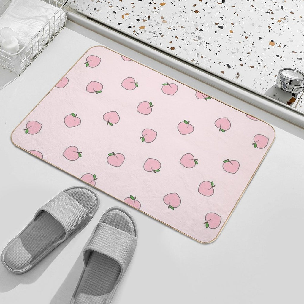 Peach Pattern on Light Pink  Multi-Purpose Bath Mat