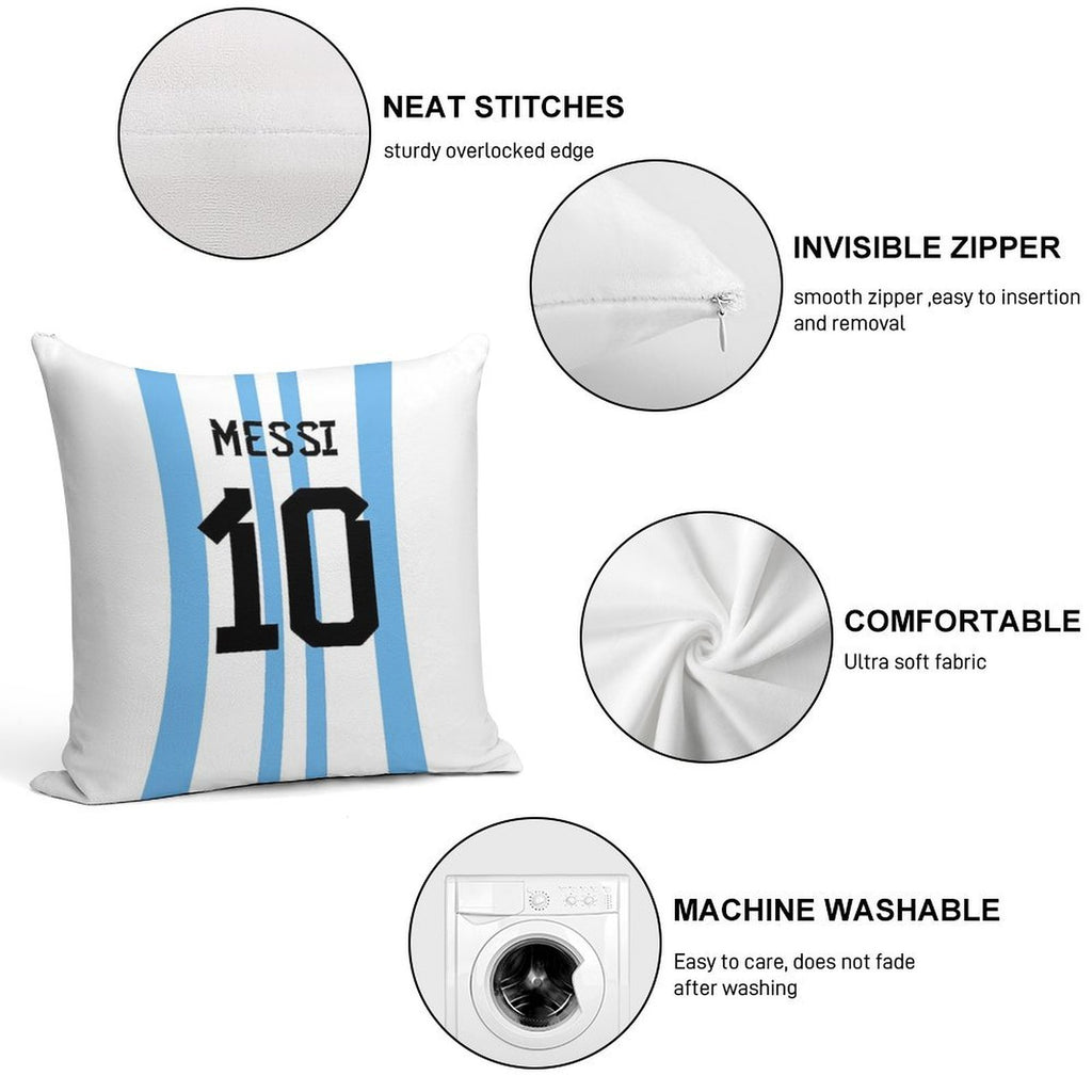Messi 10 Soft Shrink-Resistant Throw Pillow