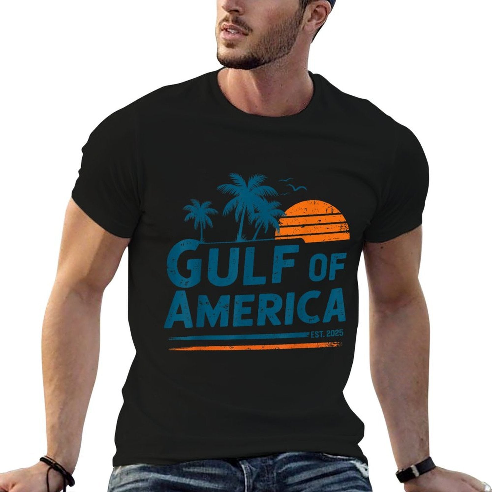 Retro Vintage Gulf Of US America 2025 American Gifts  Heathered Texture T-Shirt
