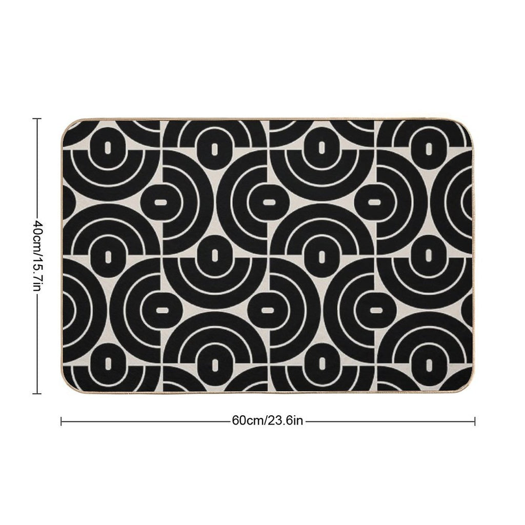 Retro 70s Mid Mod Geometric Pattern  Absorbent Bath Mat