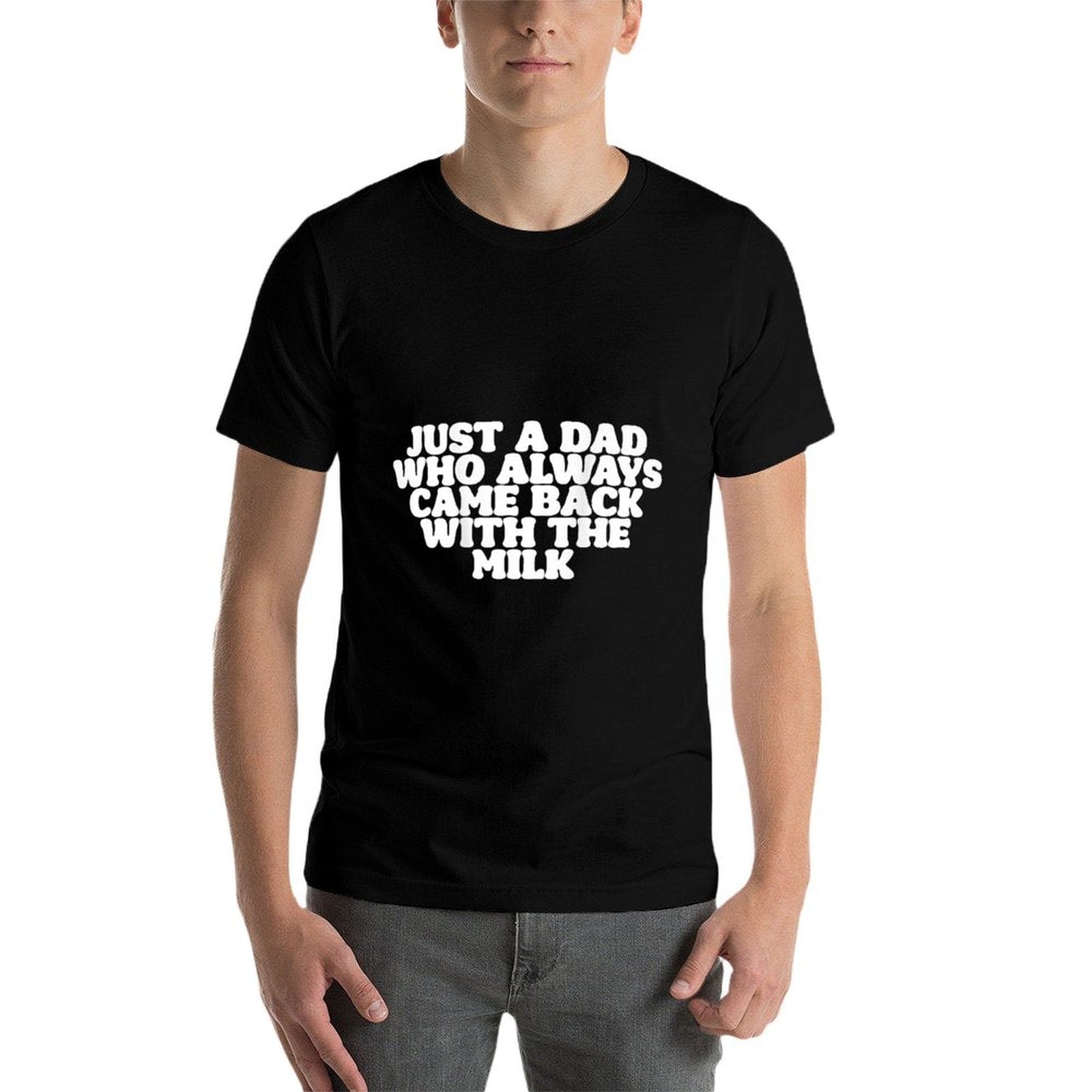 Just A Dad Who Always Came Back With The Milk Proud Father  Oversized Silhouette T-Shirt