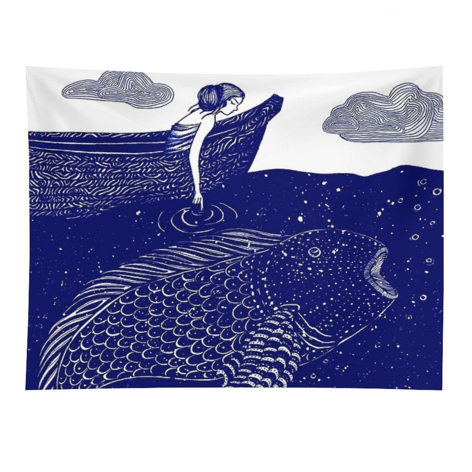 The Blue Shimmering Sea Lights Tapestry