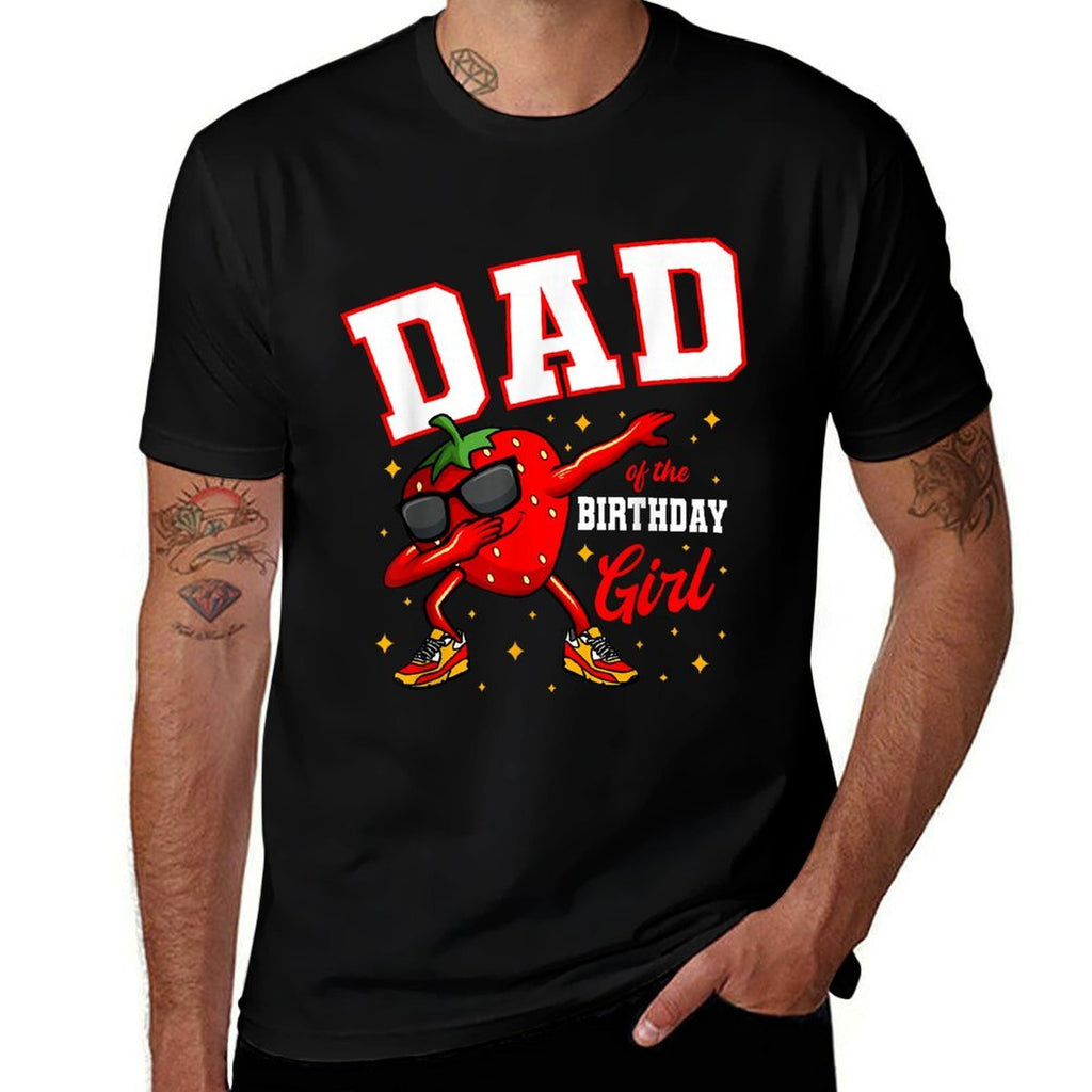 Dad Of The Birthday Girl Dabbing Strawberry Bday Party  Odor-resistant T-Shirt