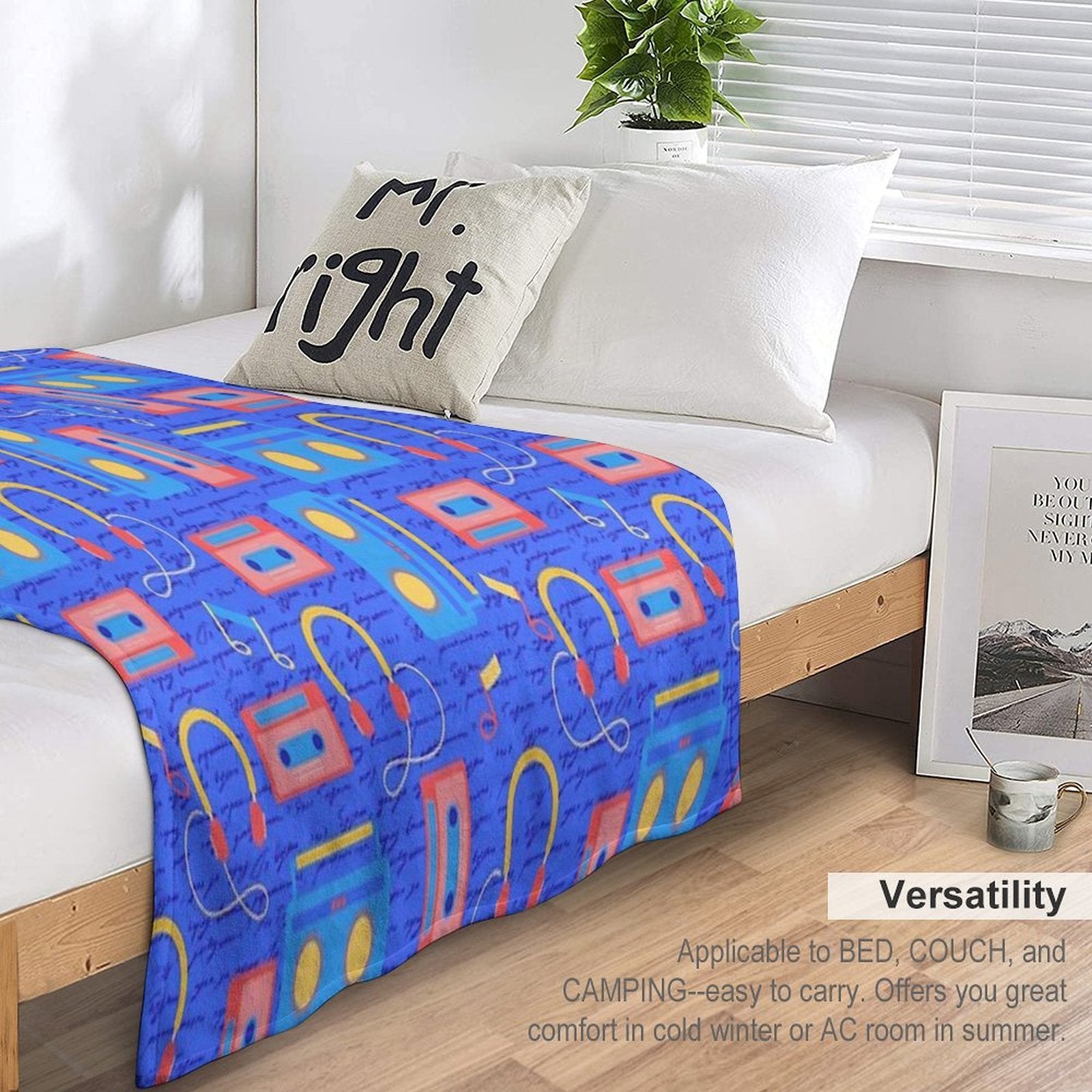 Cool Retro Music Travel-friendly Throw Blanket