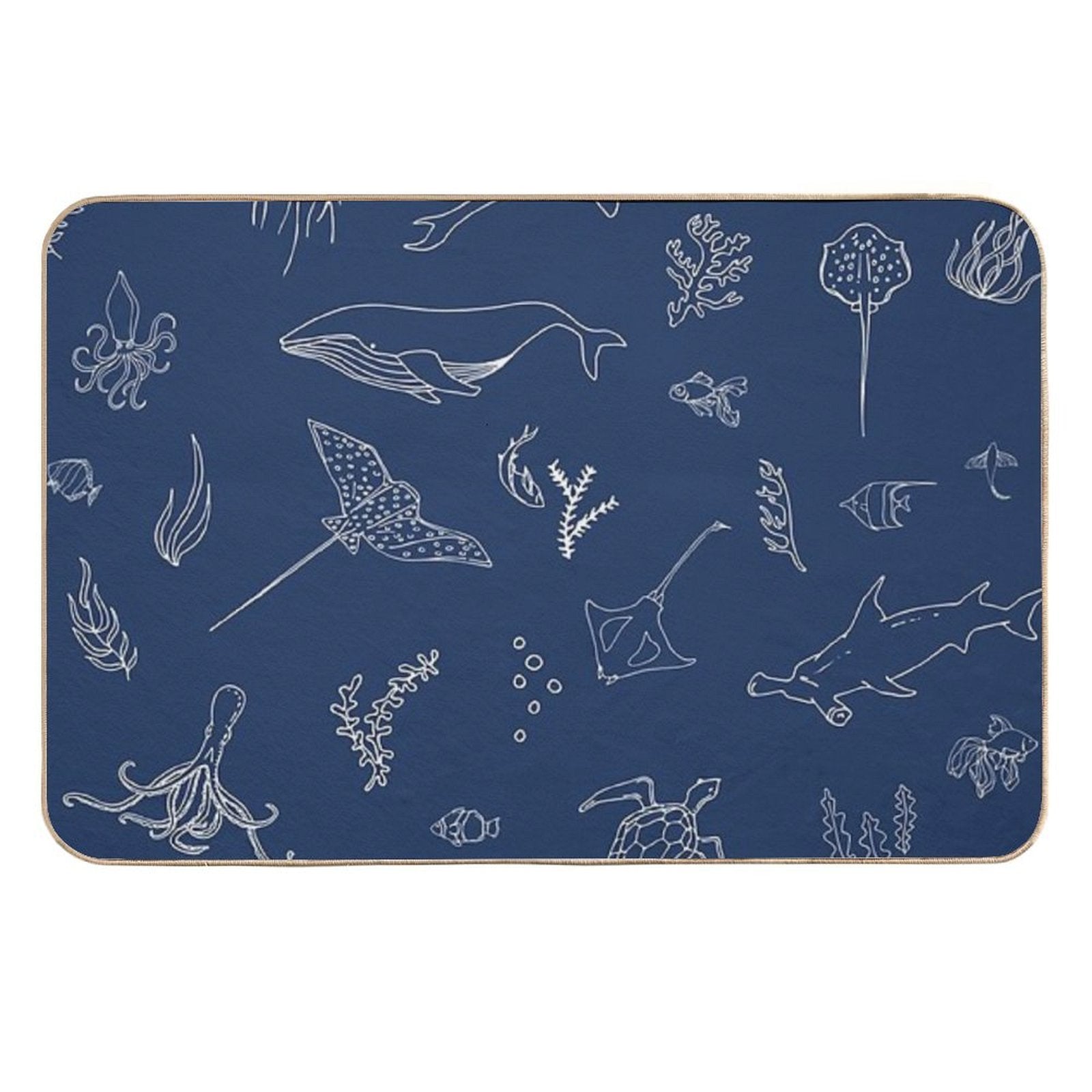 Under The Sea Navy  Pet-Safe Bath Mat