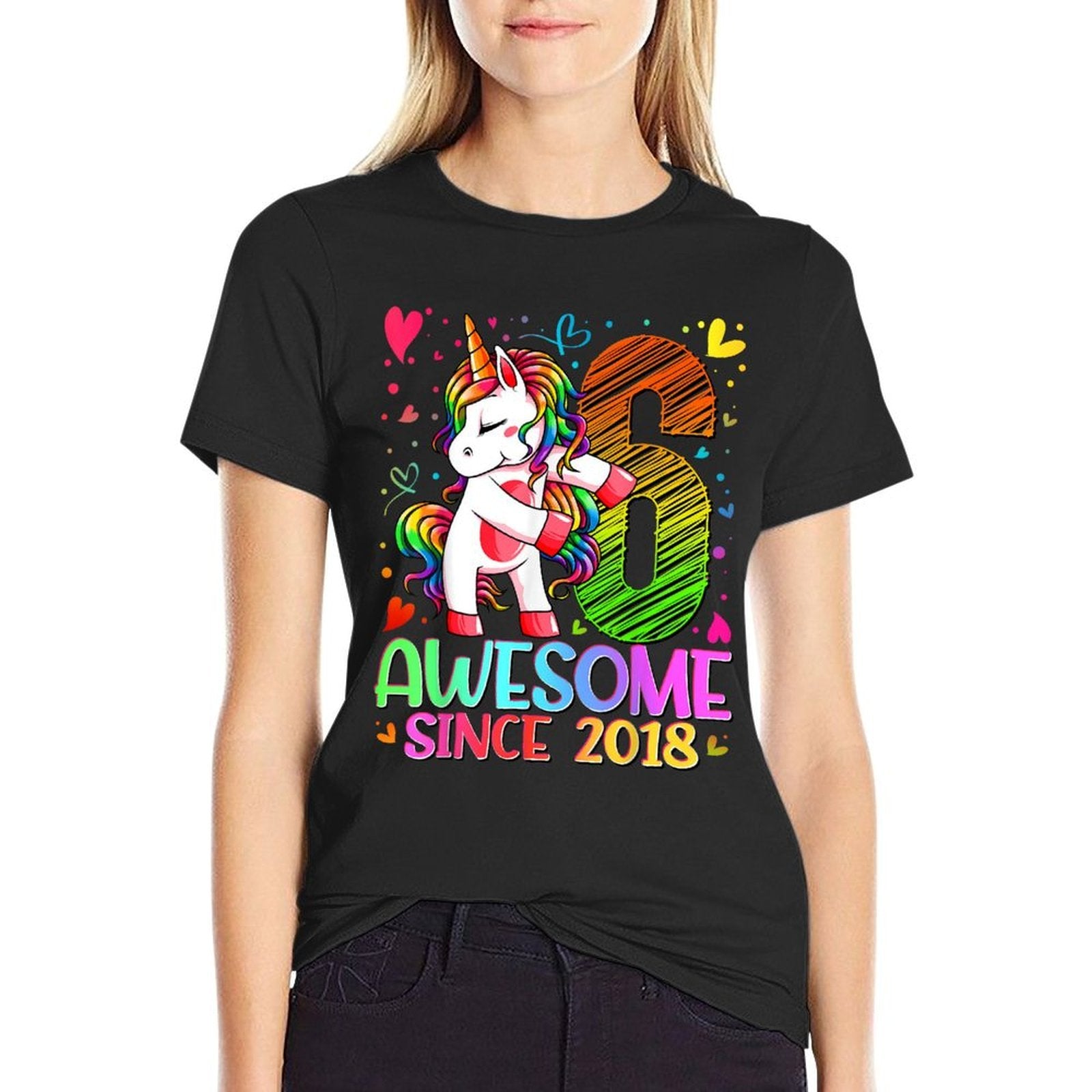 6 Years Old Flossing Unicorn Gifts 6th Birthday Girl Party  Stretchy T-Shirt