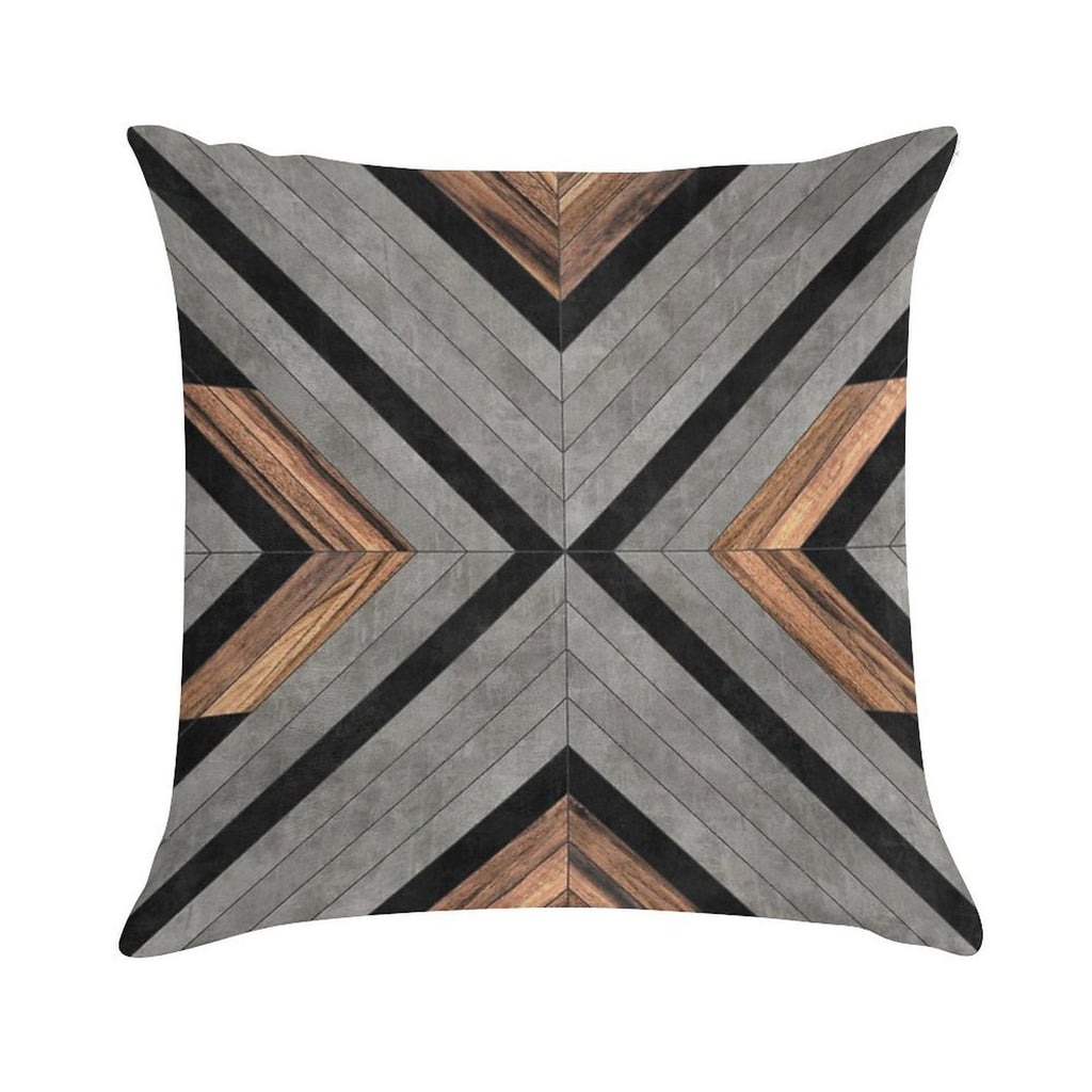Urban Tribal Pattern No.2 - Concrete And Wood Soft Style Accent Throw Pillow