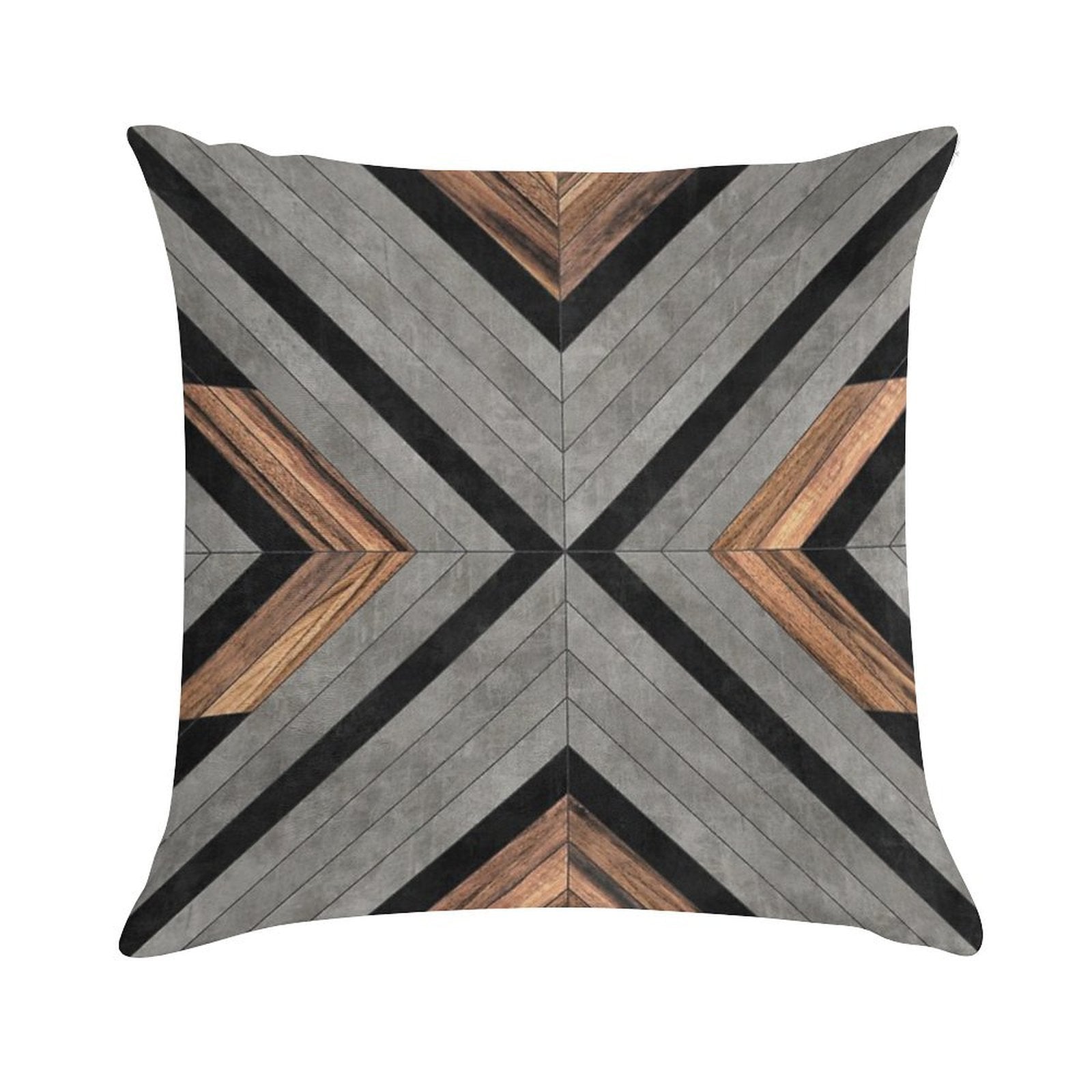 Urban Tribal Pattern No.2 - Concrete And Wood Soft Style Accent Throw Pillow