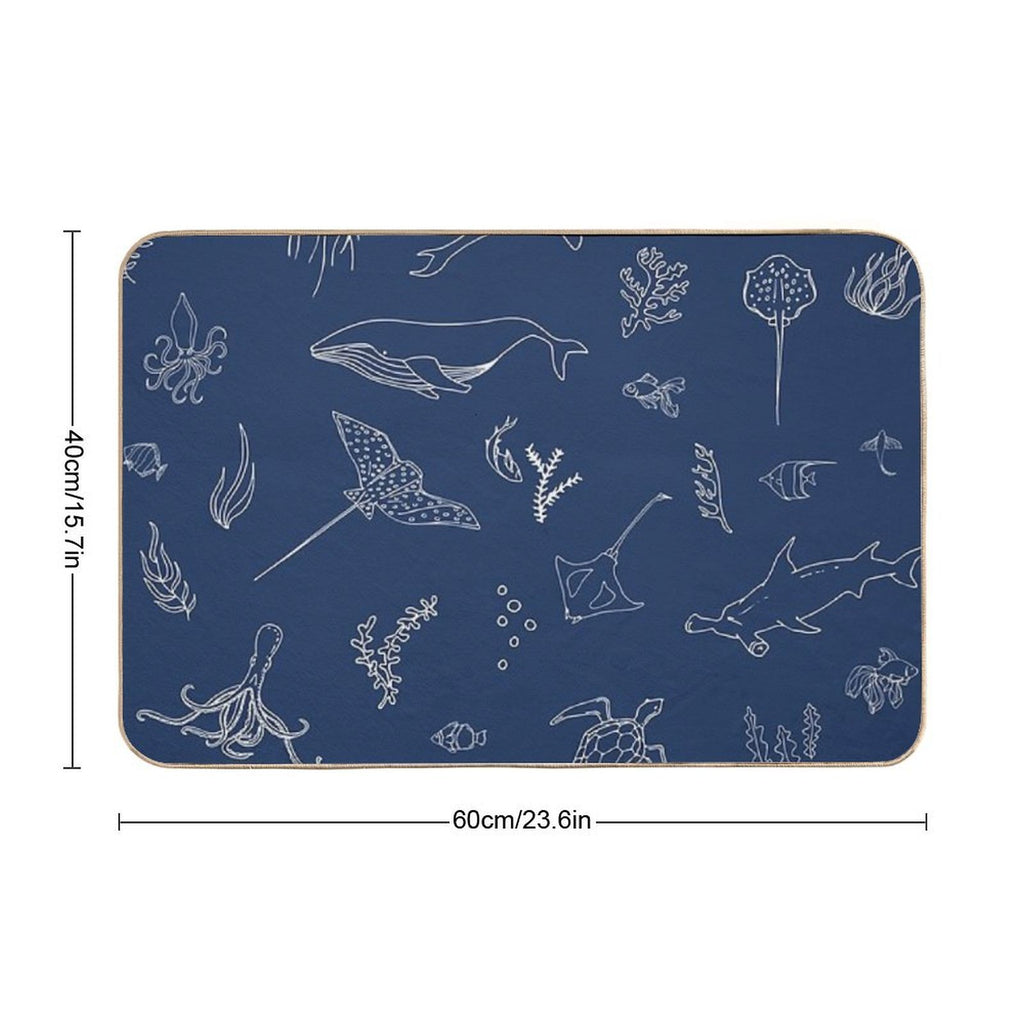 Under The Sea Navy  Pet-Safe Bath Mat