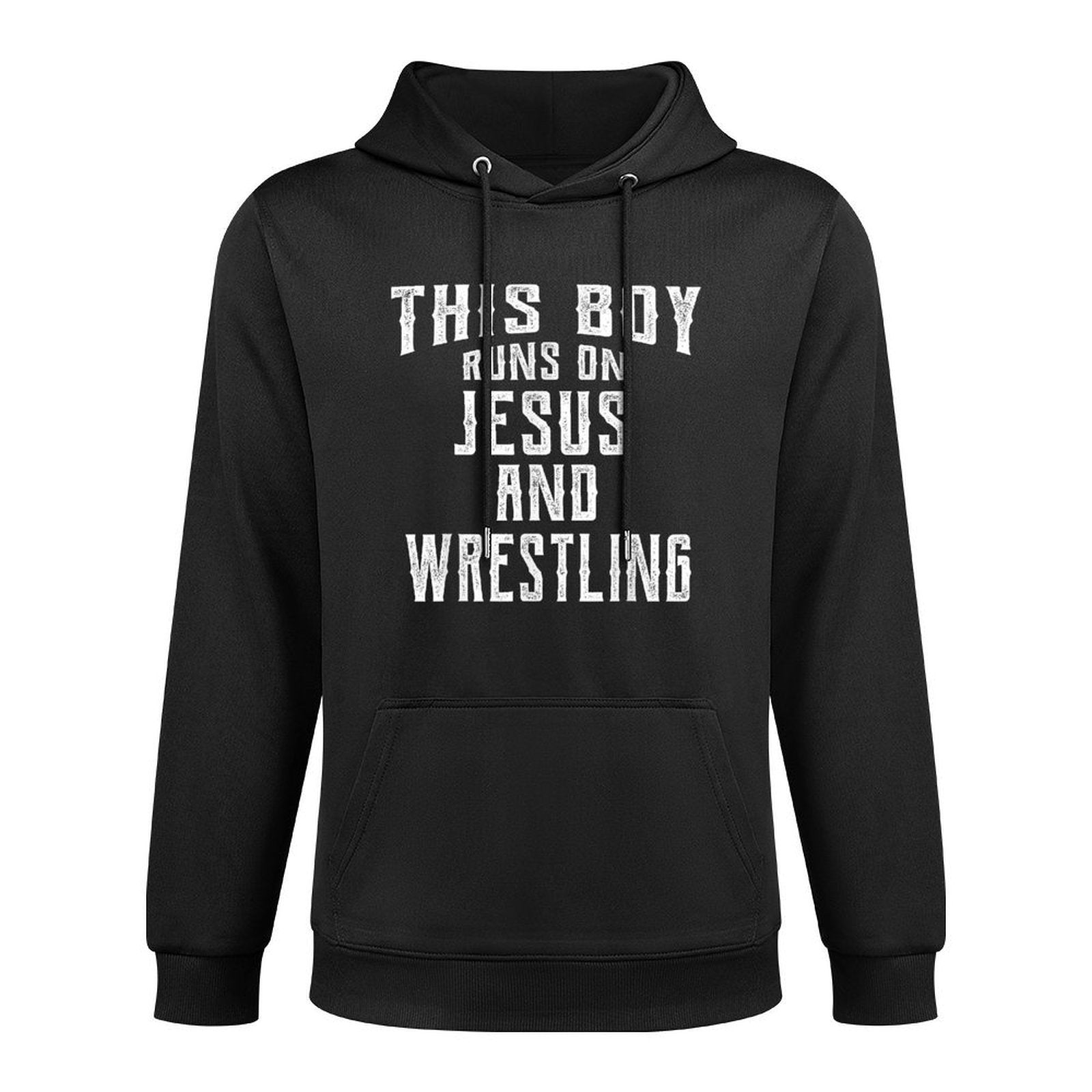 This Boy Runs On Jesus And Wrestling T Christian Gift Easy Care Hoodie