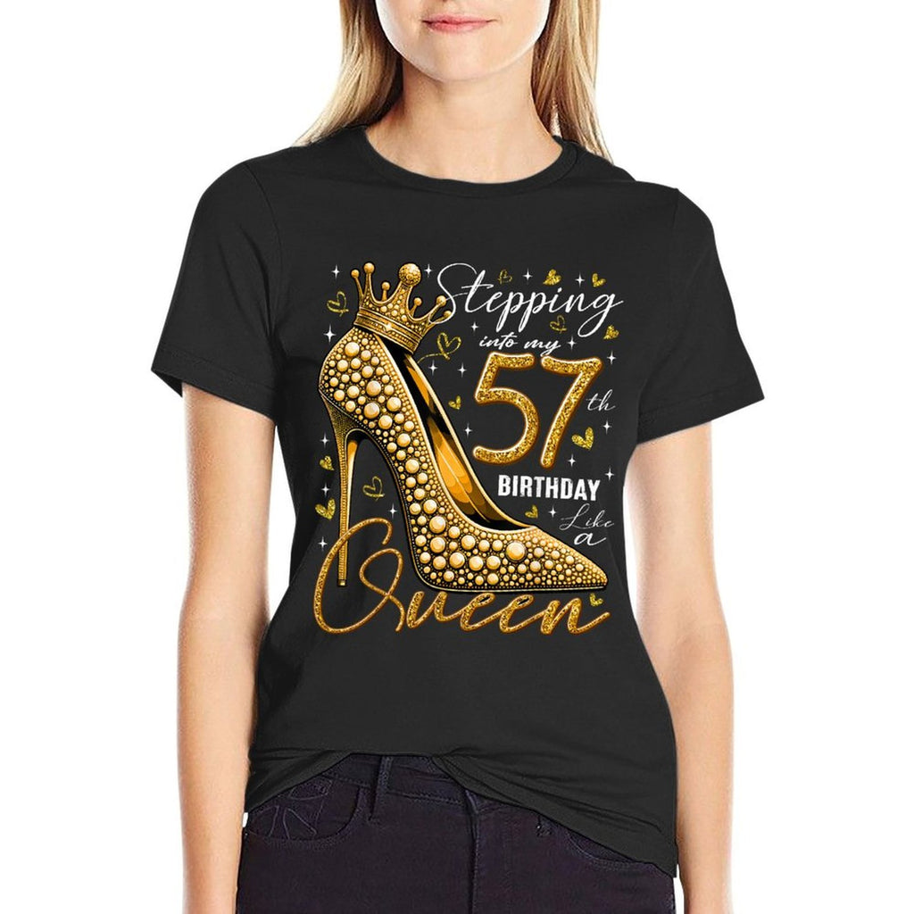 57 Year Old Gifts High Heels Stepping Into My 57th Birthday  Wrinkle-resistant T-Shirt