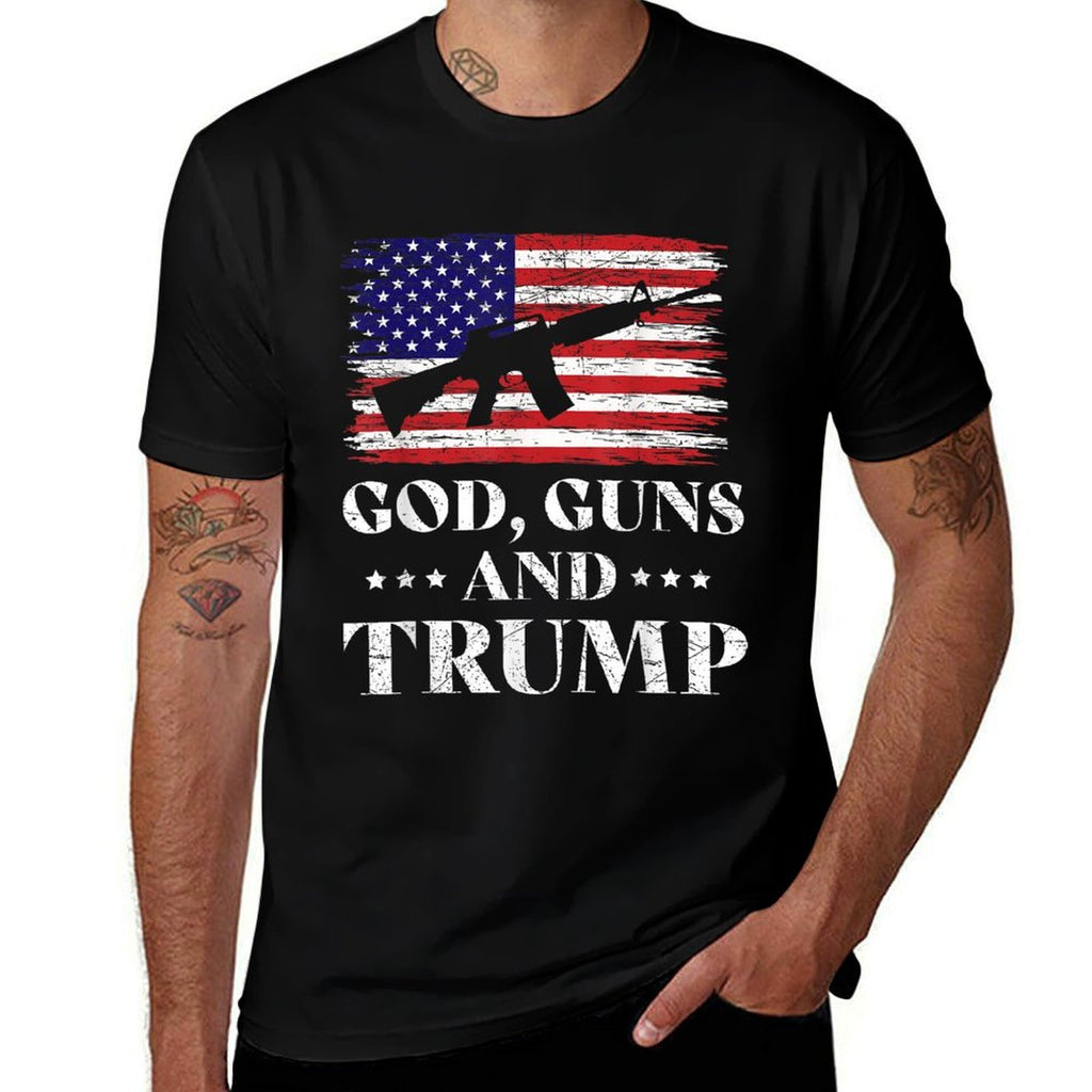 God Guns And Trump, Donald Trump for President 2020  Easy-care T-Shirt
