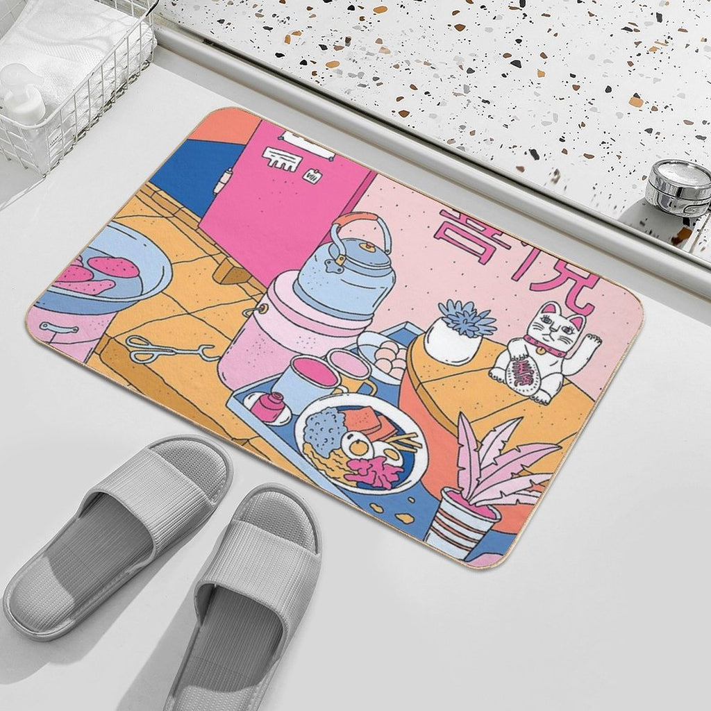 MANEKI STREET FOOD  Fade-Resistant Bath Mat