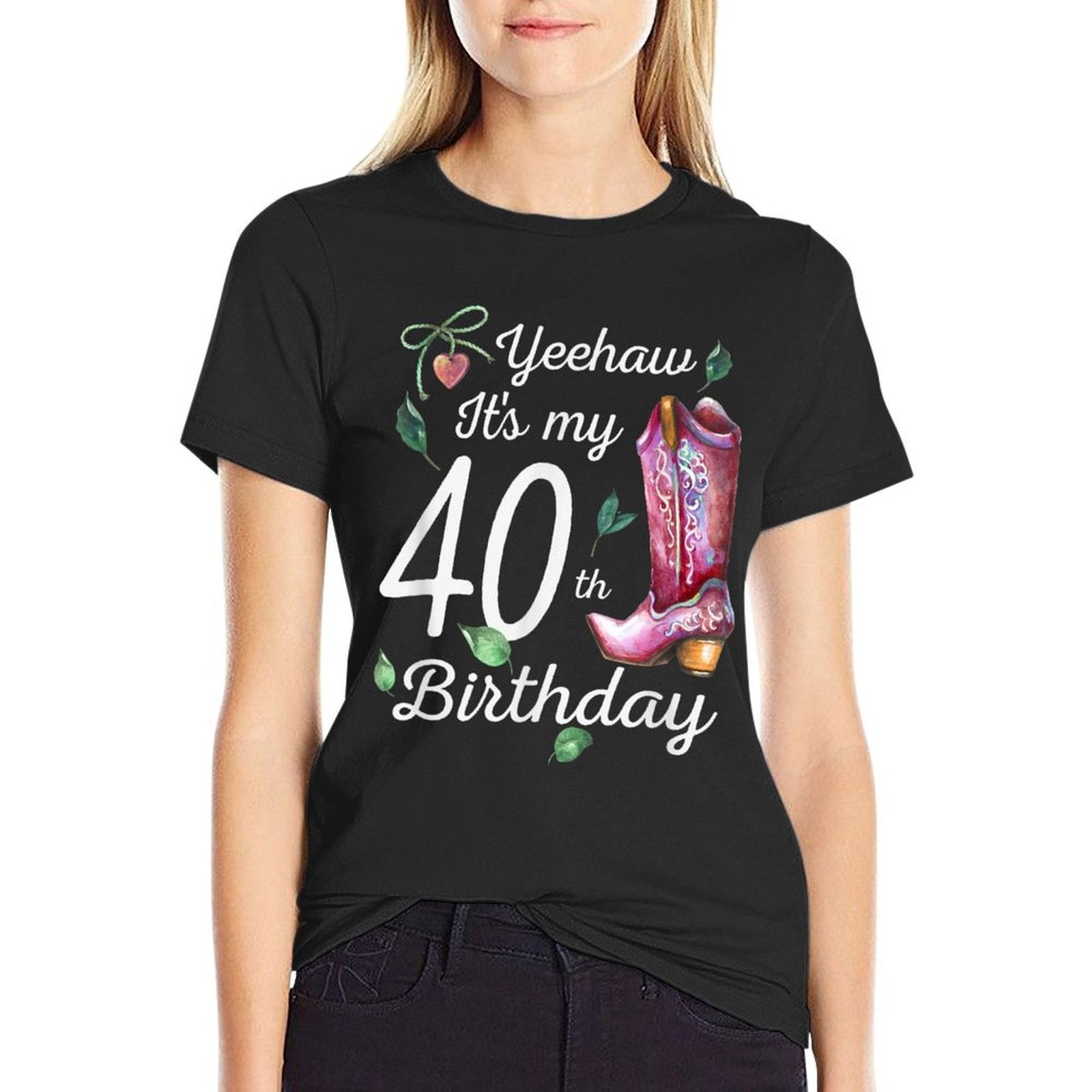 Yeehaw Its My 40th Birthday 40 Year Old Gift Country Cowgirl  Lightweight T-Shirt