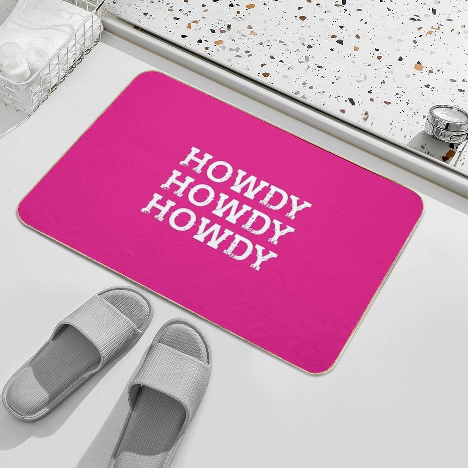 HOWDY Pink  Fade-Resistant Bath Mat