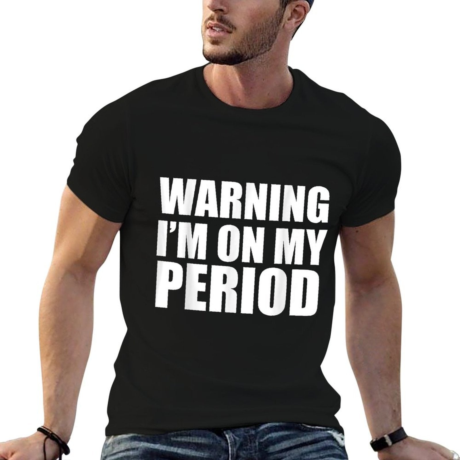 Warning  Im on My Period Black 3X-Large Womens Modern Fun  Moisture-wicking T-Shirt