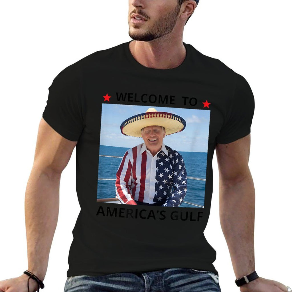 Trump America's Gulf Mexico President Trump Sombrero  Rolled Sleeves T-Shirt