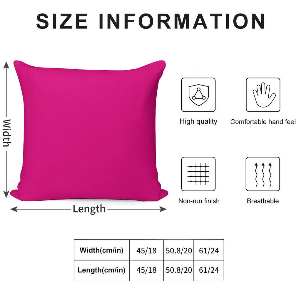 Hot Pink Fuchsia Solid Color Decor Soft Durable Construction Throw Pillow