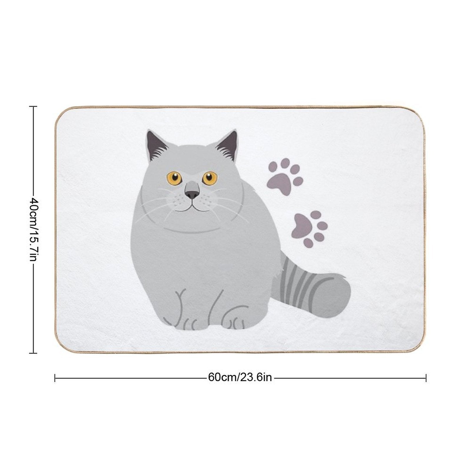 British Shorthair Cat And Paw Print  Repositionable Bath Mat