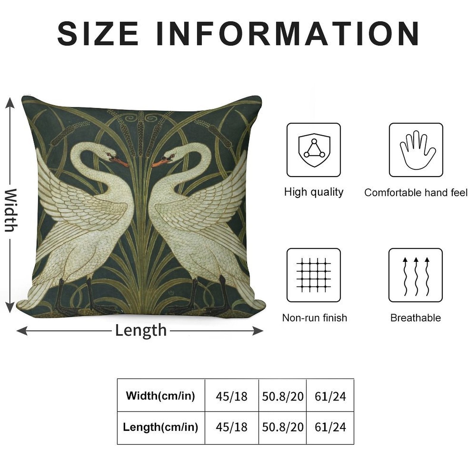 Art Deco - Swan, Rush, And Iris Soft Shrink-Resistant Throw Pillow